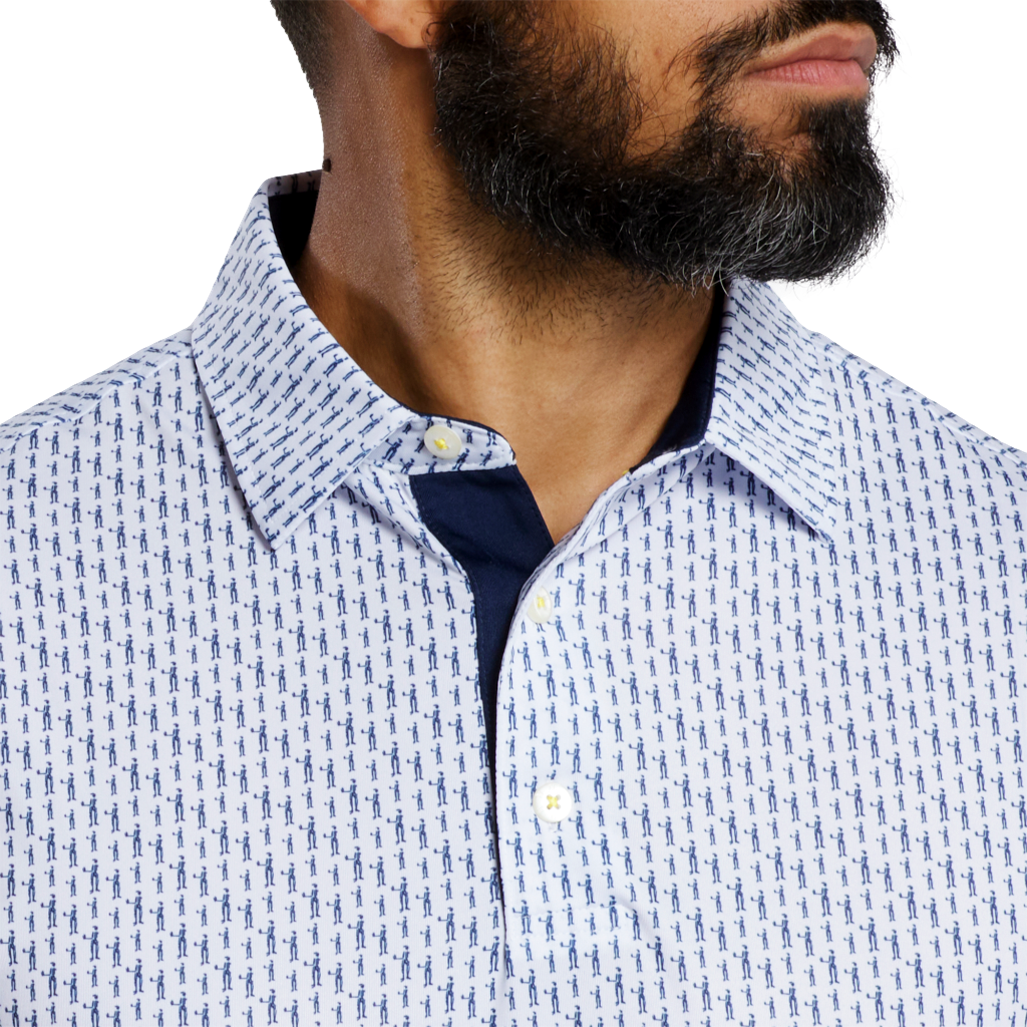 Figure Print Lisle Men's Short Sleeve Golf Polo Shirt