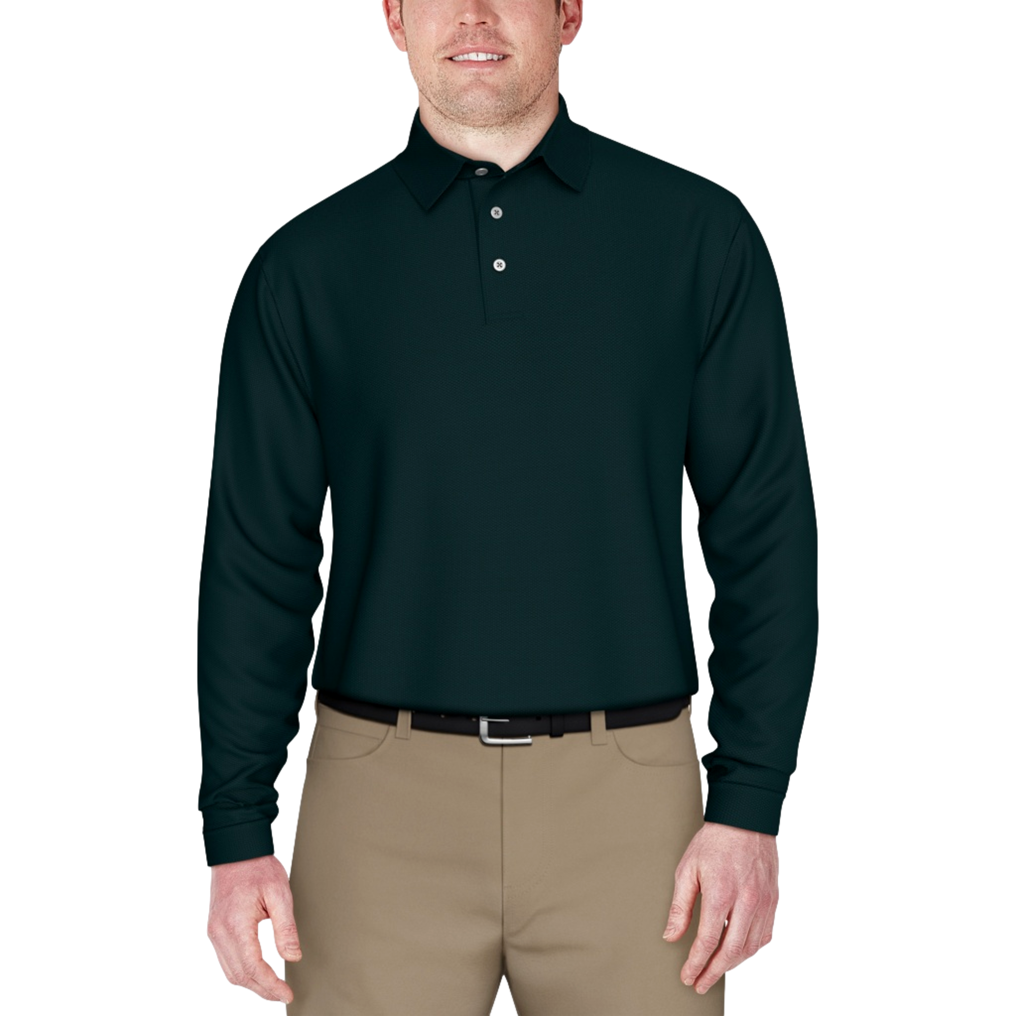 Jacquard Men's Long Sleeve Golf Polo Shirt