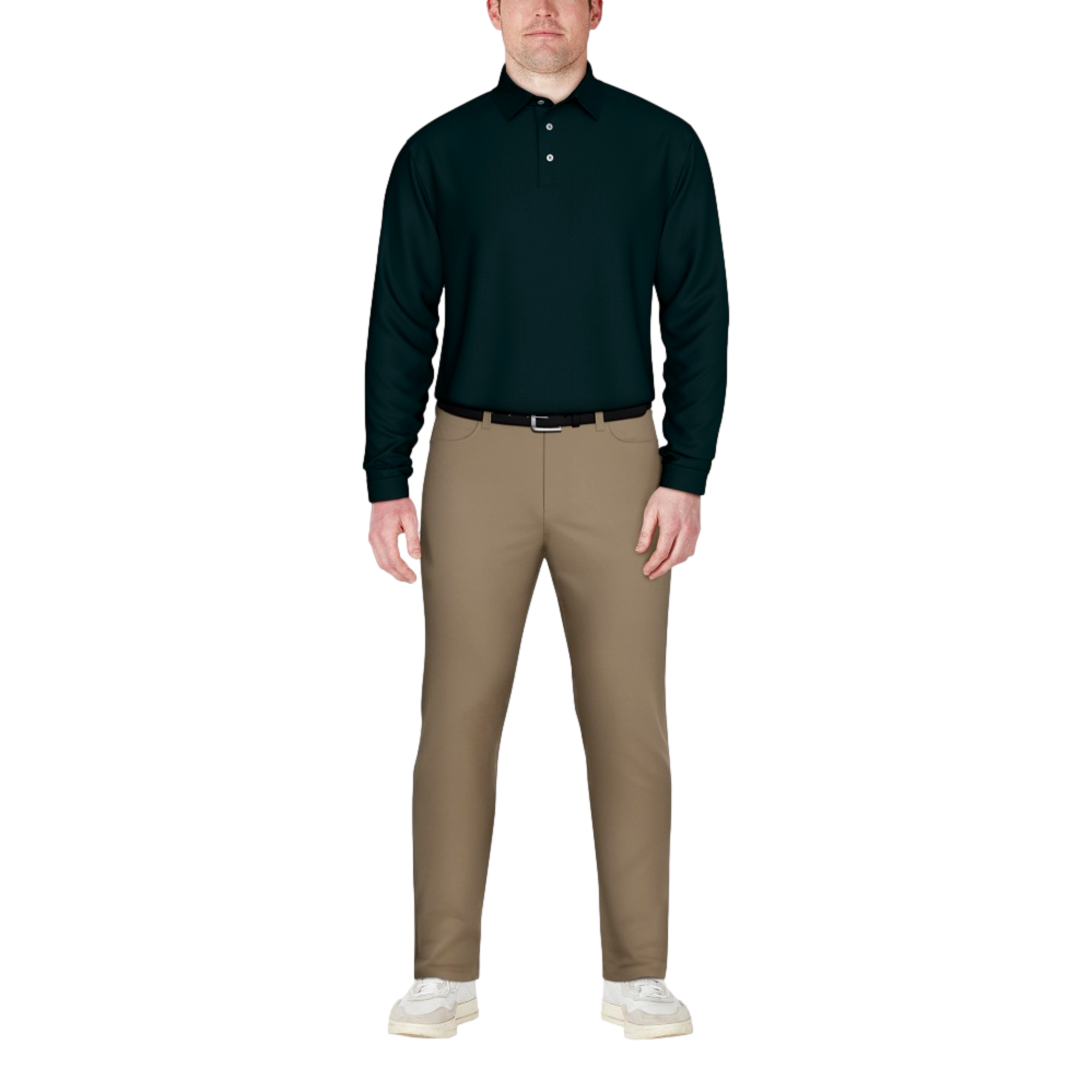 Jacquard Men's Long Sleeve Golf Polo Shirt