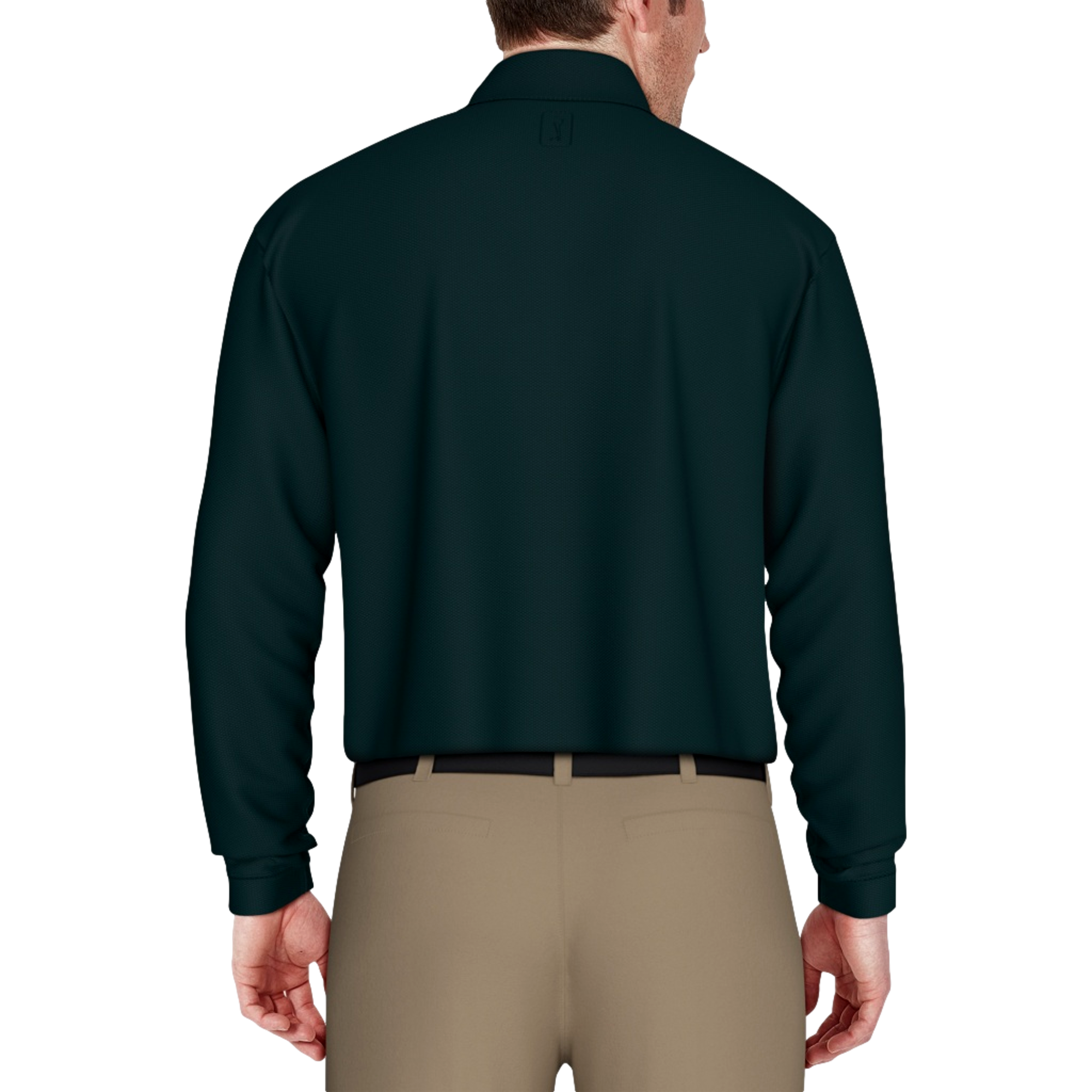 Jacquard Men's Long Sleeve Golf Polo Shirt