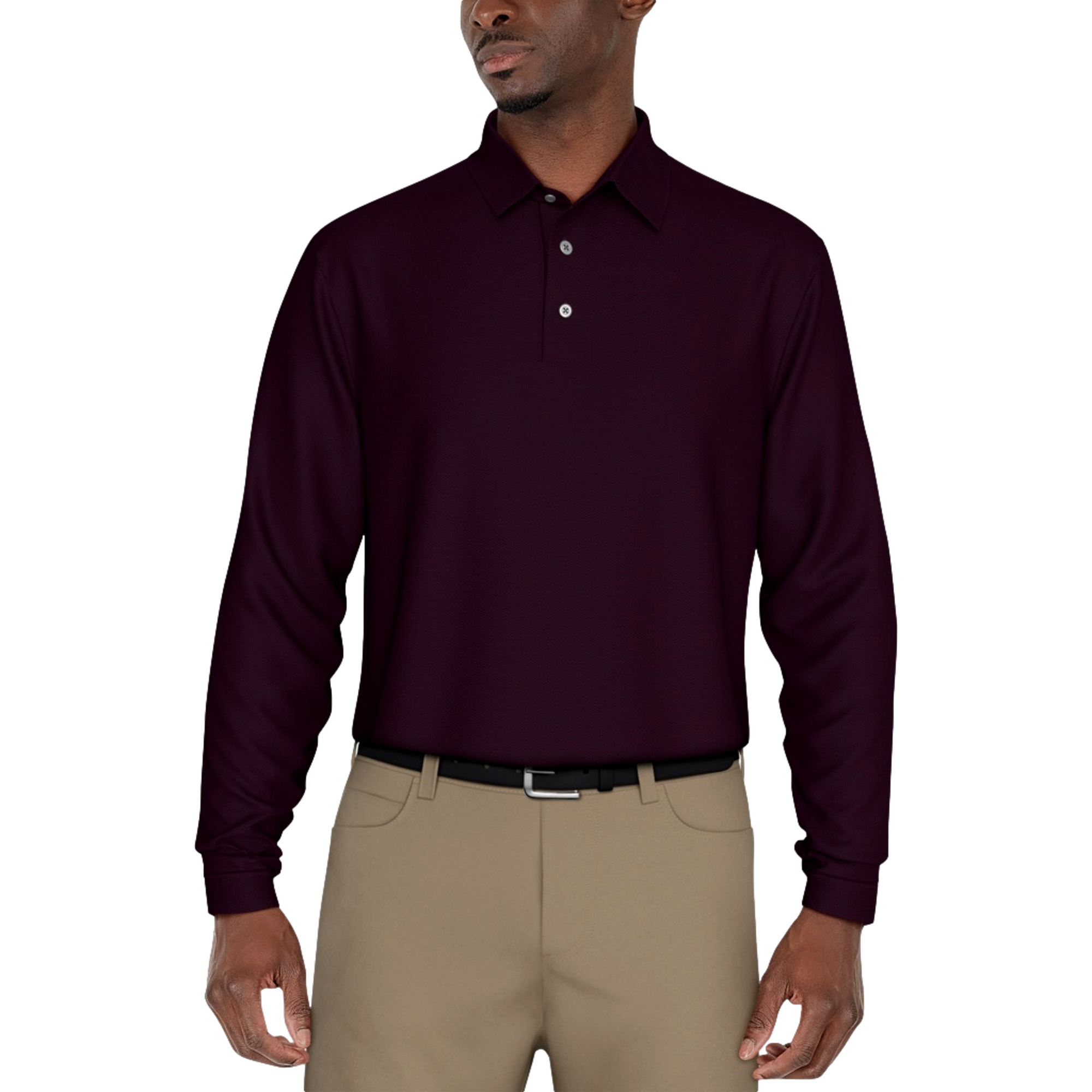 Jacquard Long Sleeve Polo Shirt
