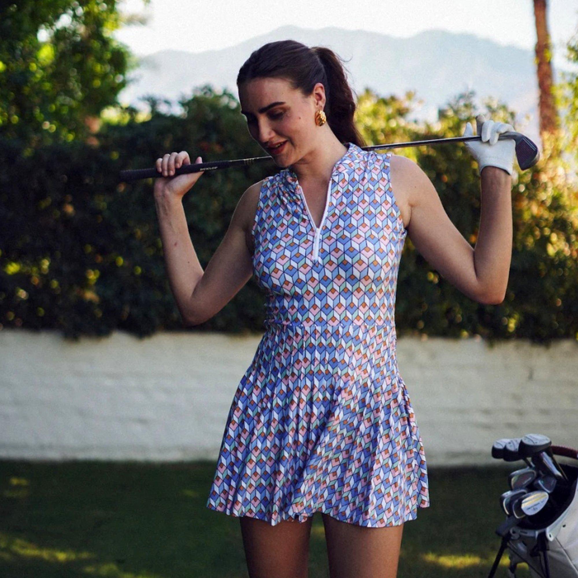 Mackenzie Club Tile Print Sleeveless Dress