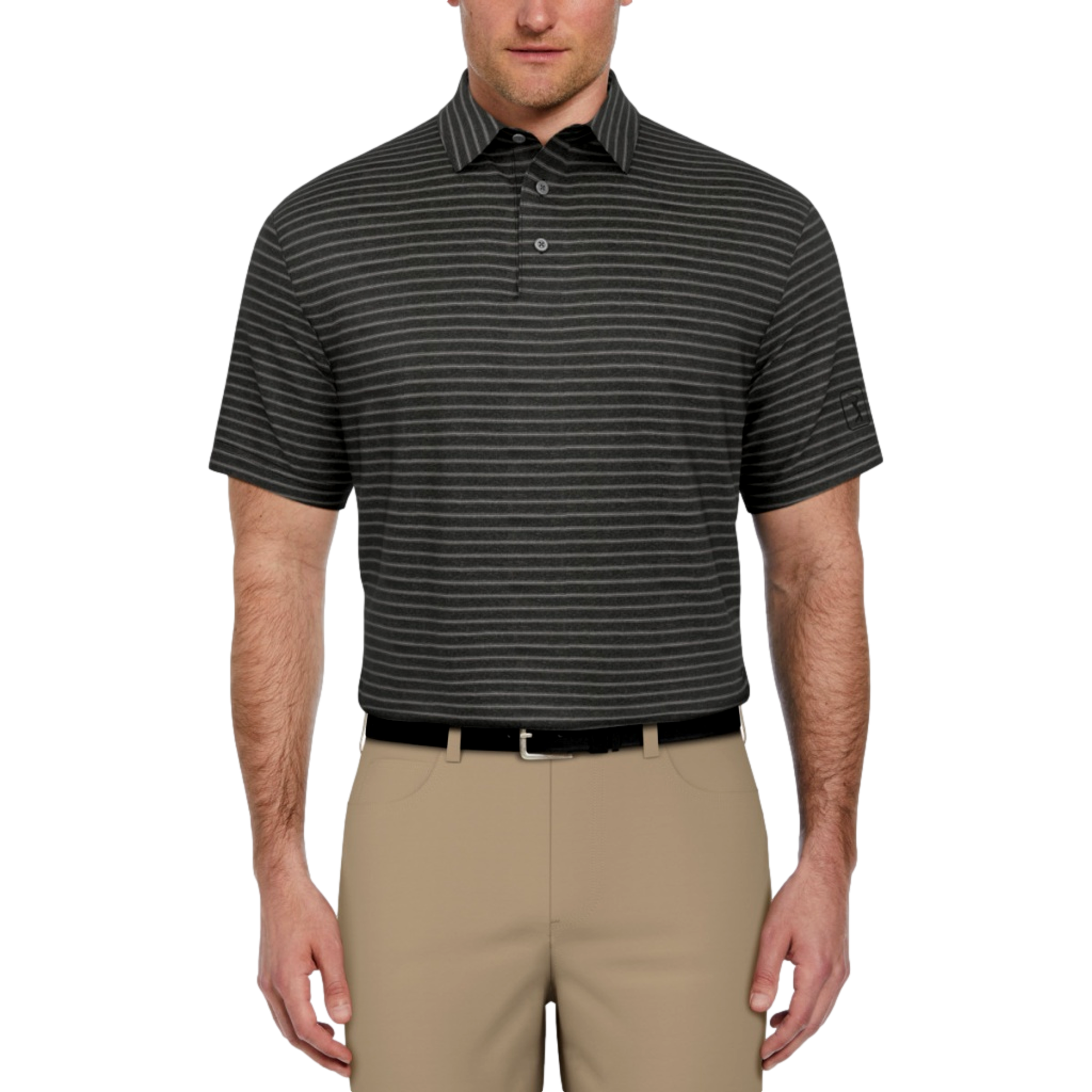 Heather Feeder Striped Men's Short Sleeve Golf Polo Shirt