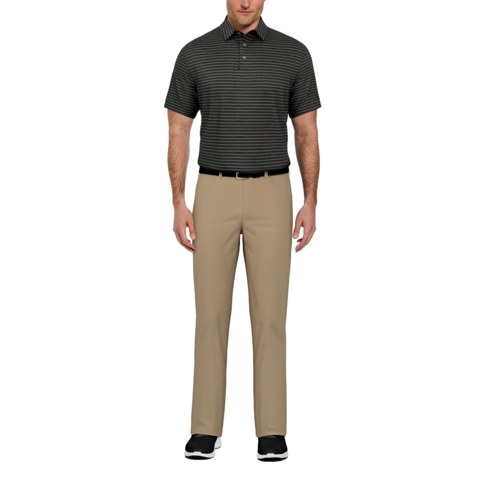 Heather Feeder Striped Men's Short Sleeve Golf Polo Shirt