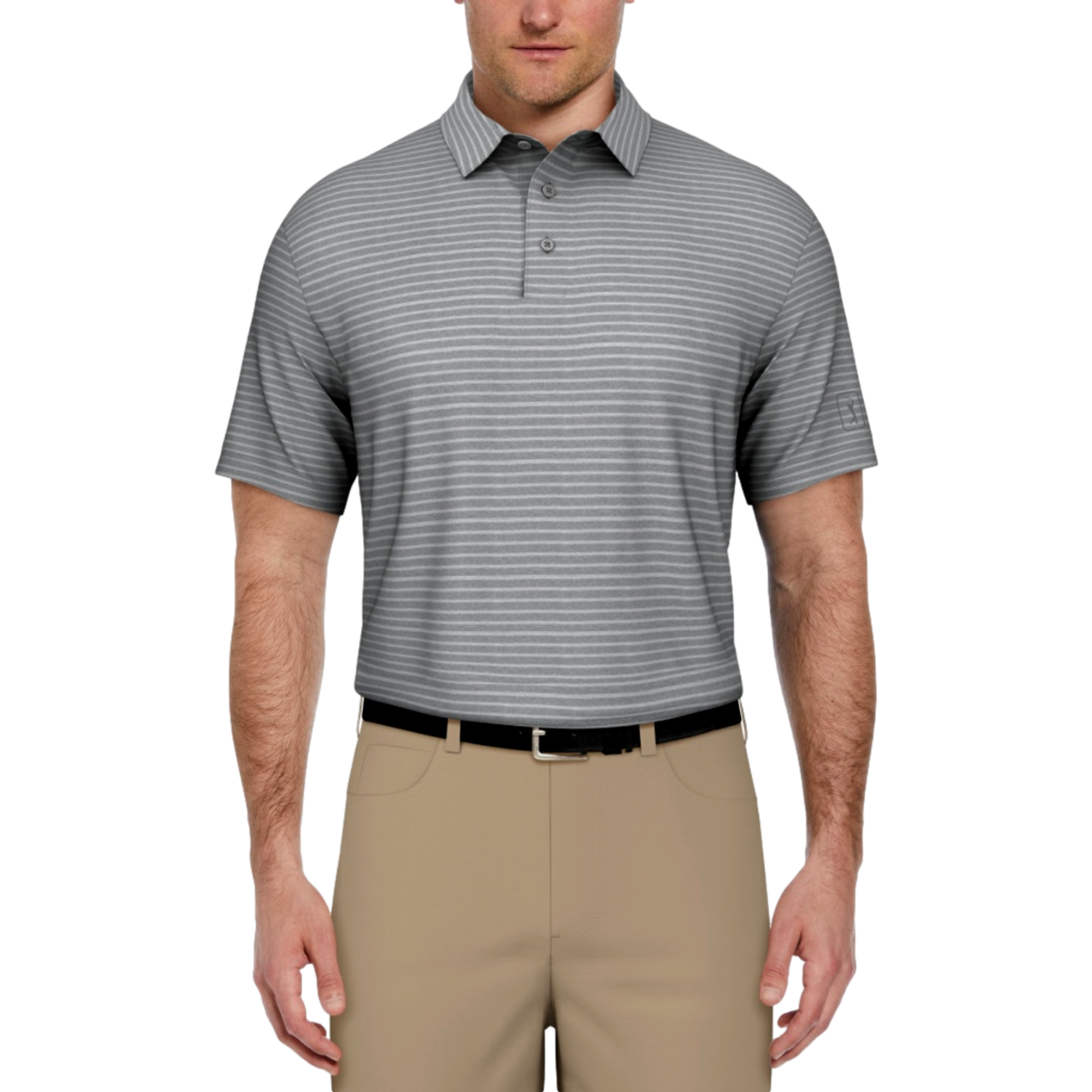 Heather Feeder Striped Men's Golf Polo Shirt