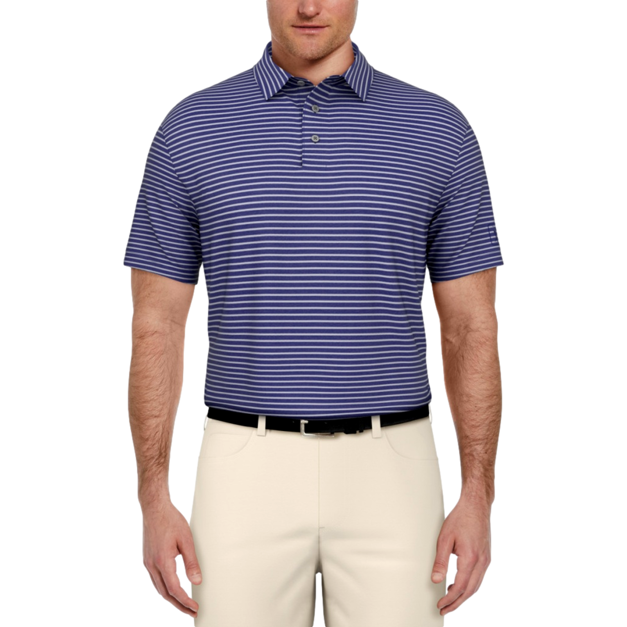 Feeder Striped Men's Heathered Short Sleeve Golf Polo Shirt