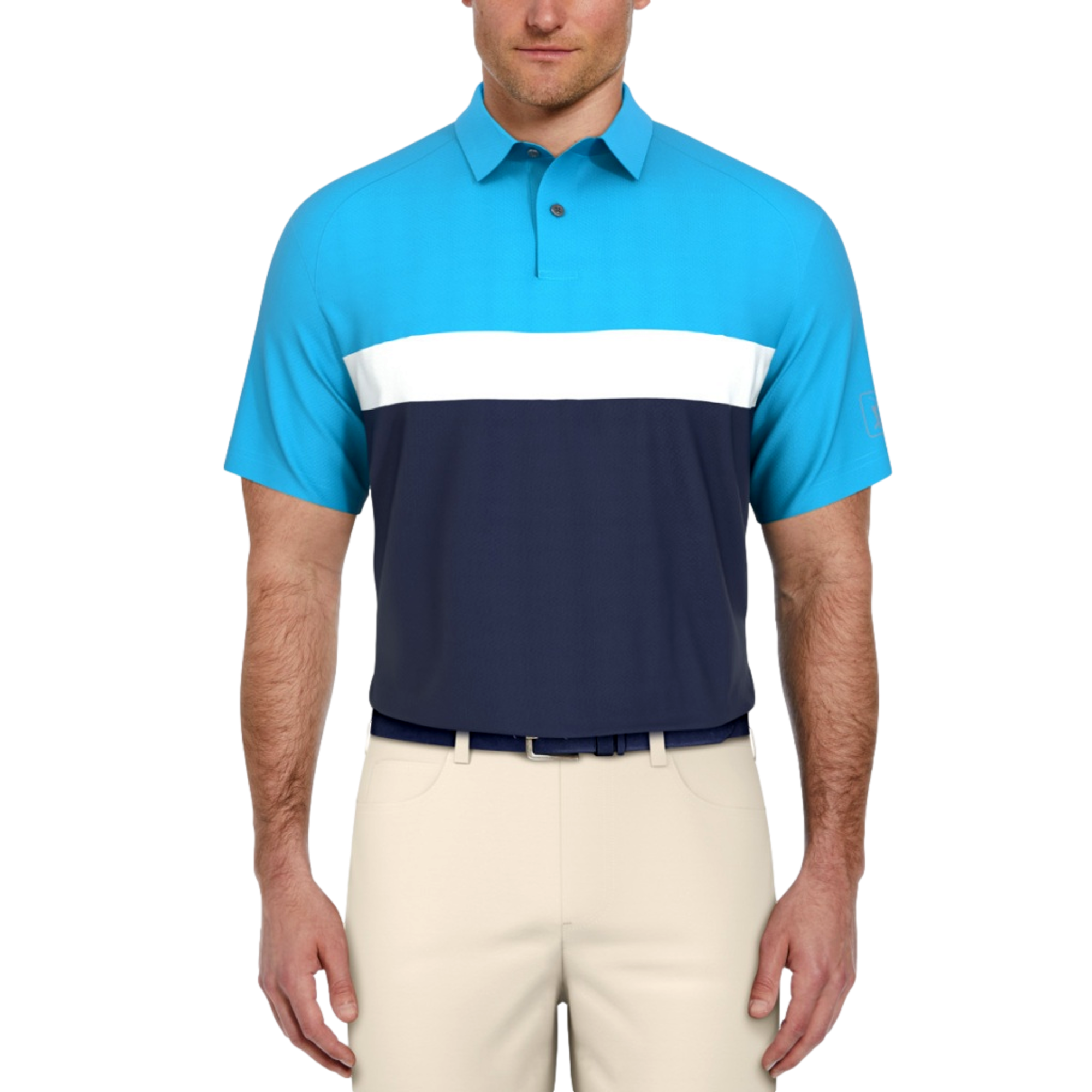 Textured Men's Color Block Short Sleeve Golf Polo Shirt