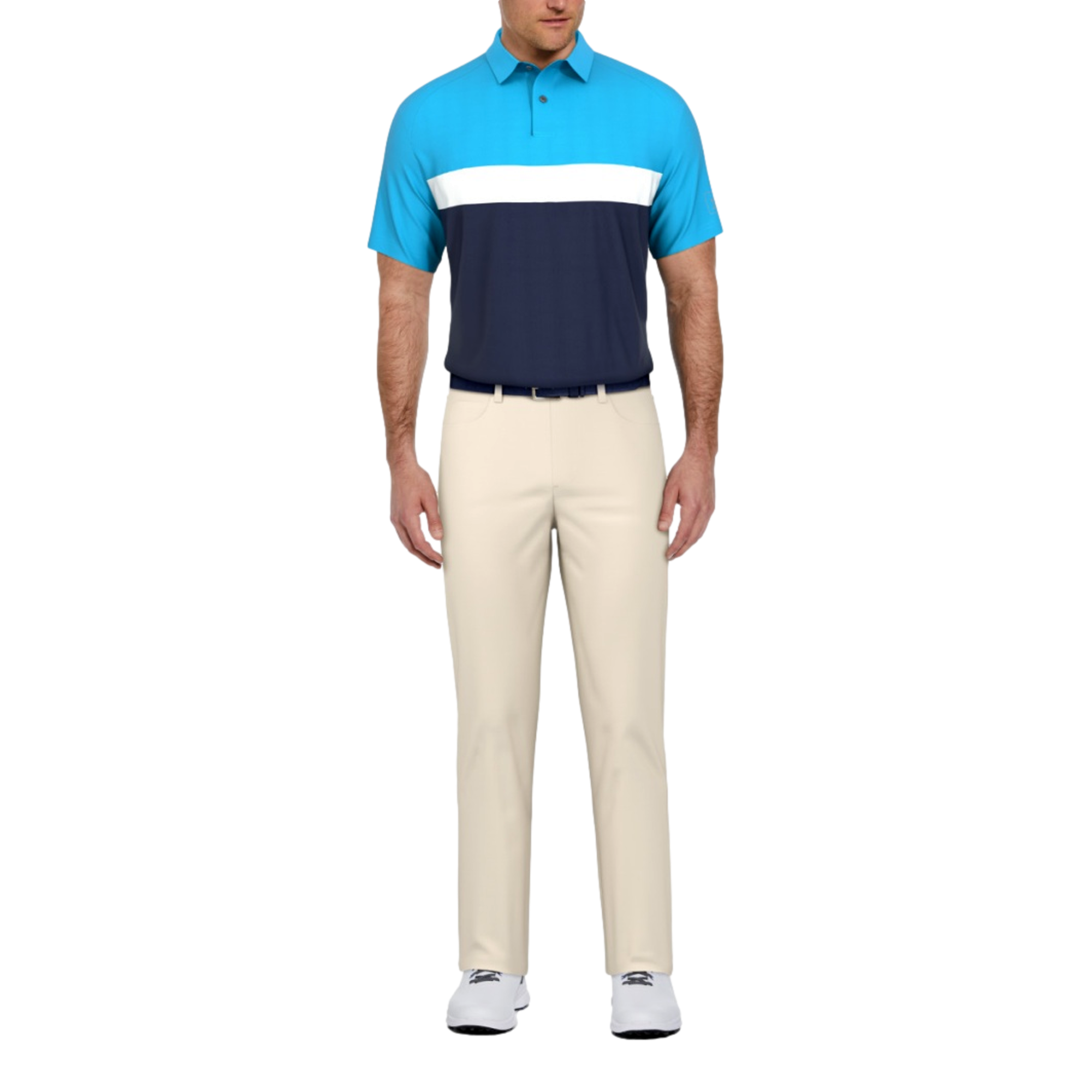 Textured Men's Color Block Short Sleeve Golf Polo Shirt