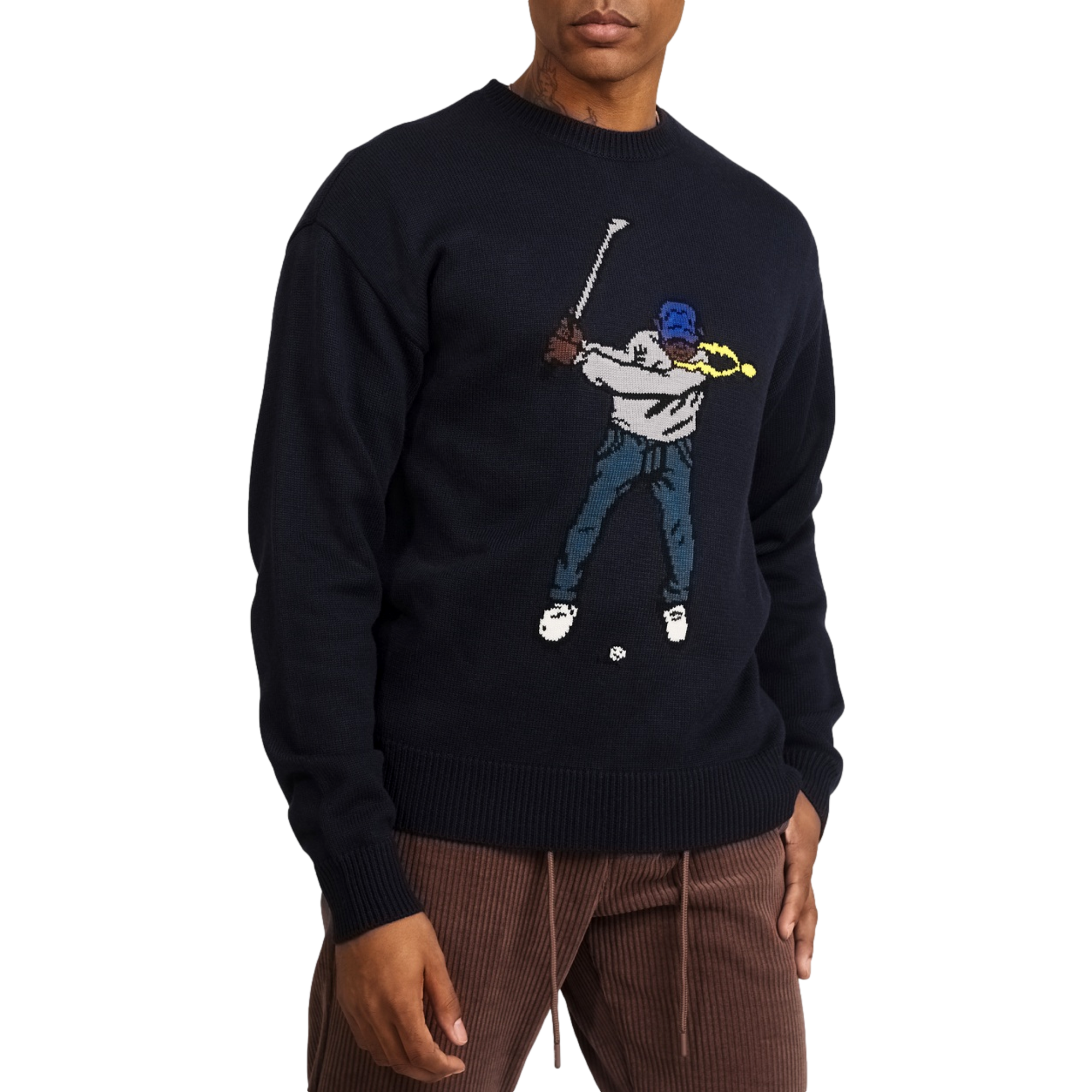 Intarsia Swingman Crewneck Sweater