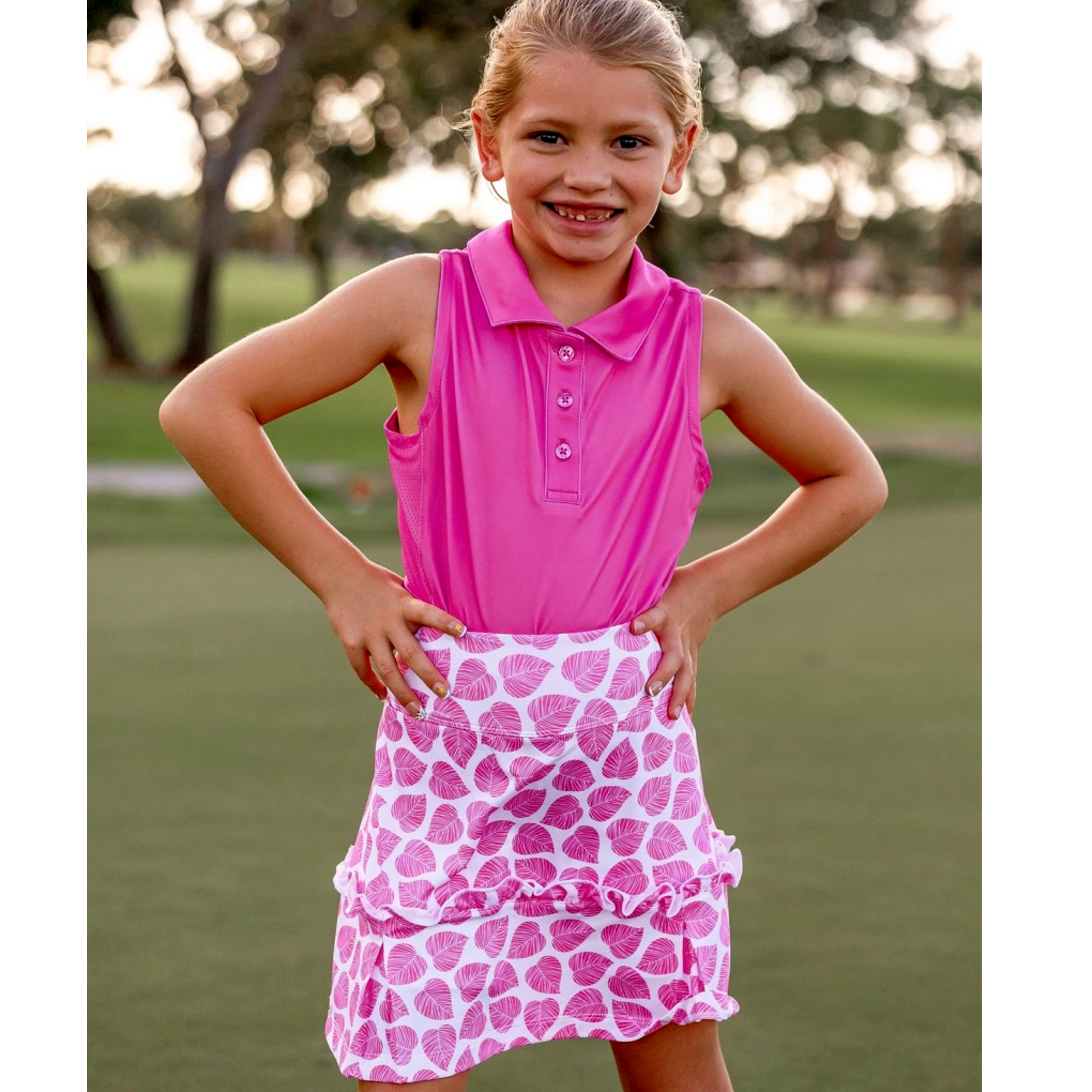 Girls Bianca Knit Leaf Skort