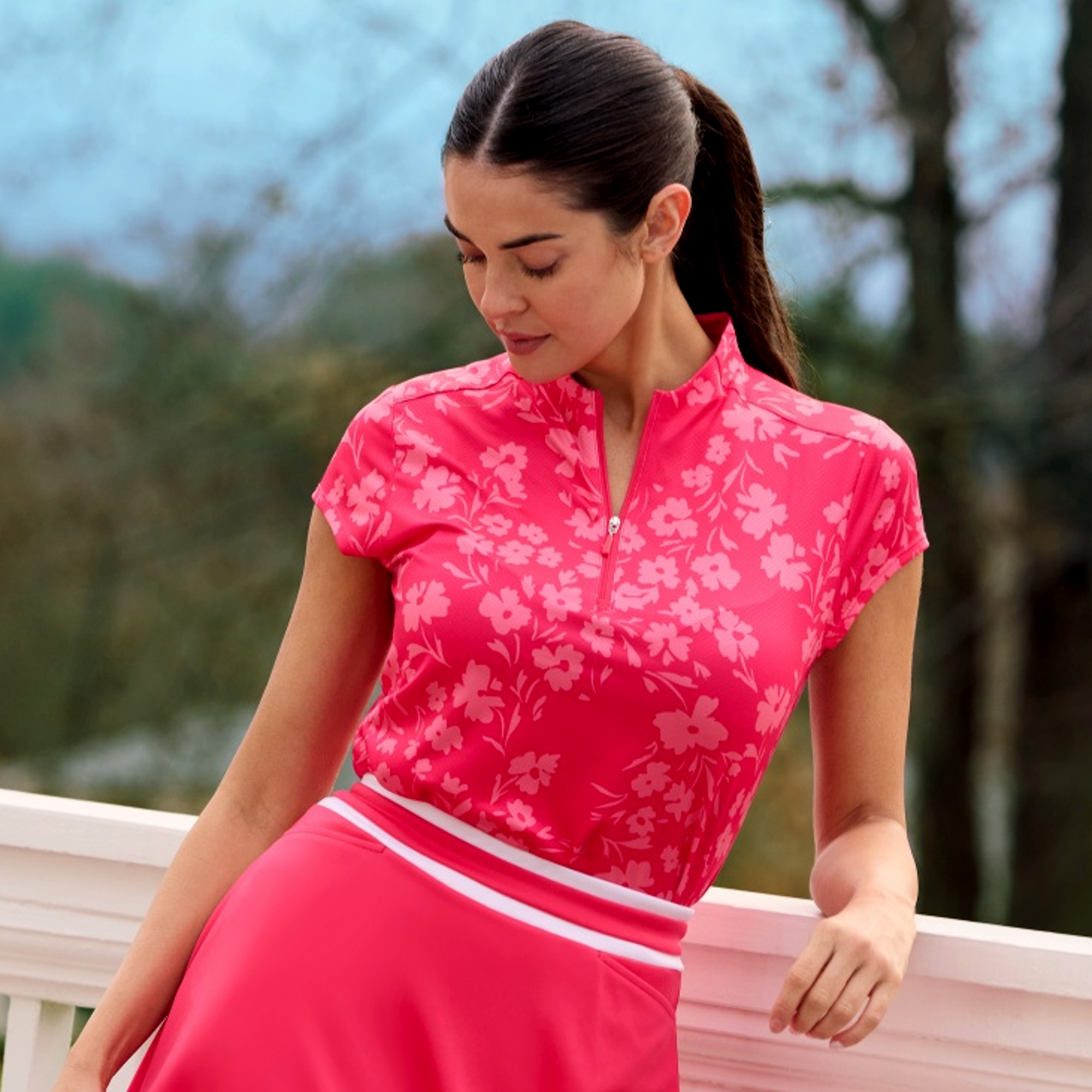 Summer Floral Women's Short Sleeve Golf Shirt