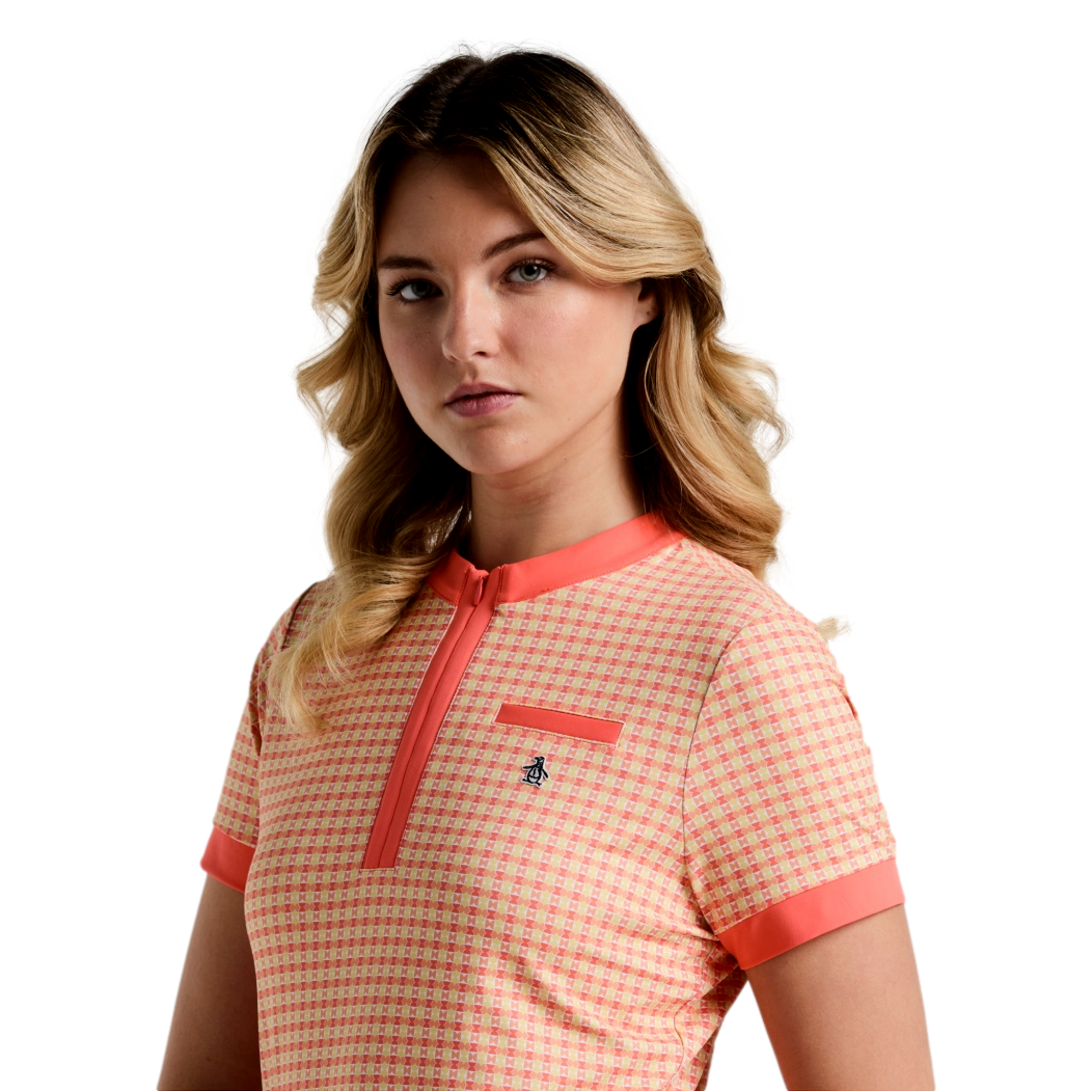 Bowtie Colorblock Print Women's Short Sleeve Golf Shirt