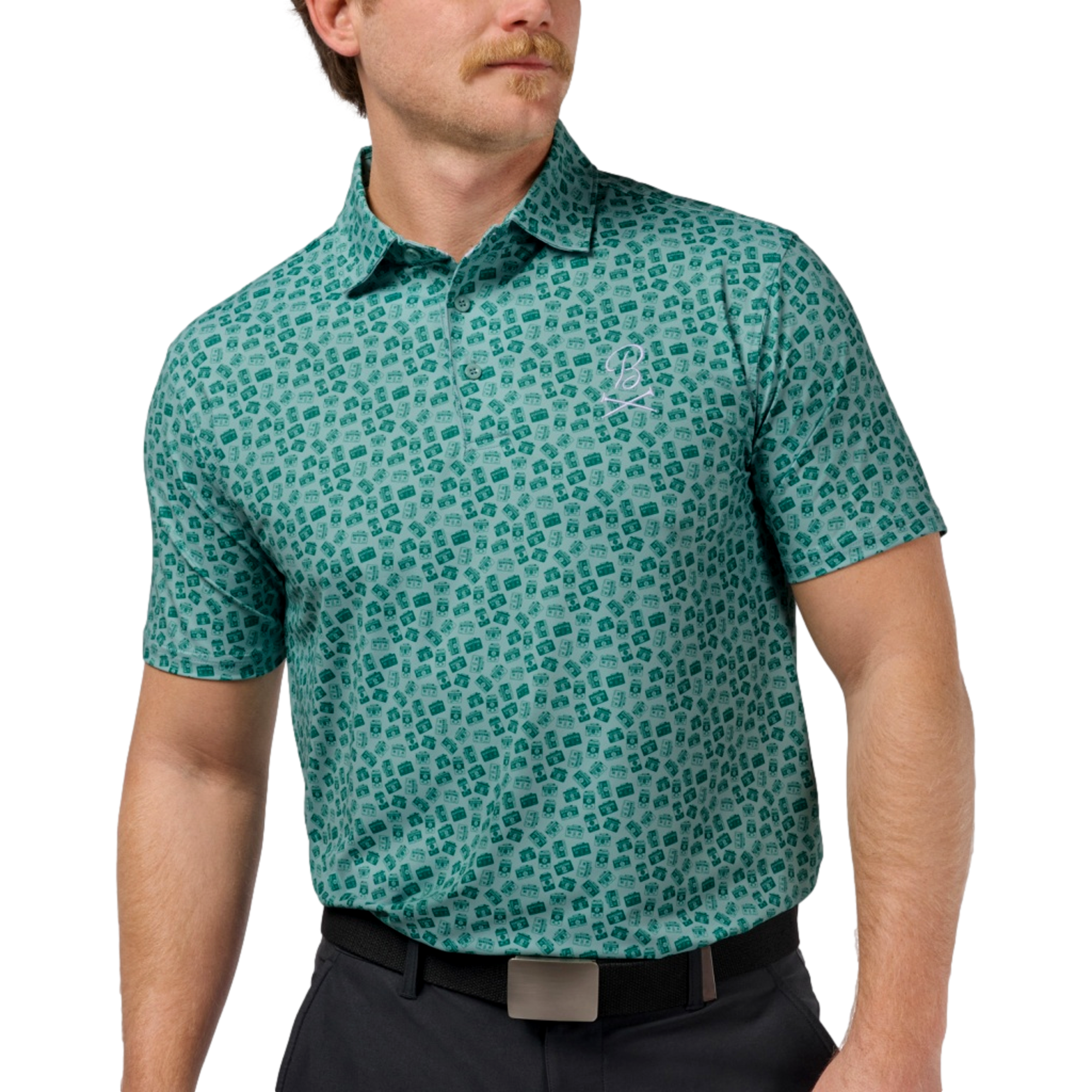 Badges Printed Men's Short Sleeve Golf Polo Shirt