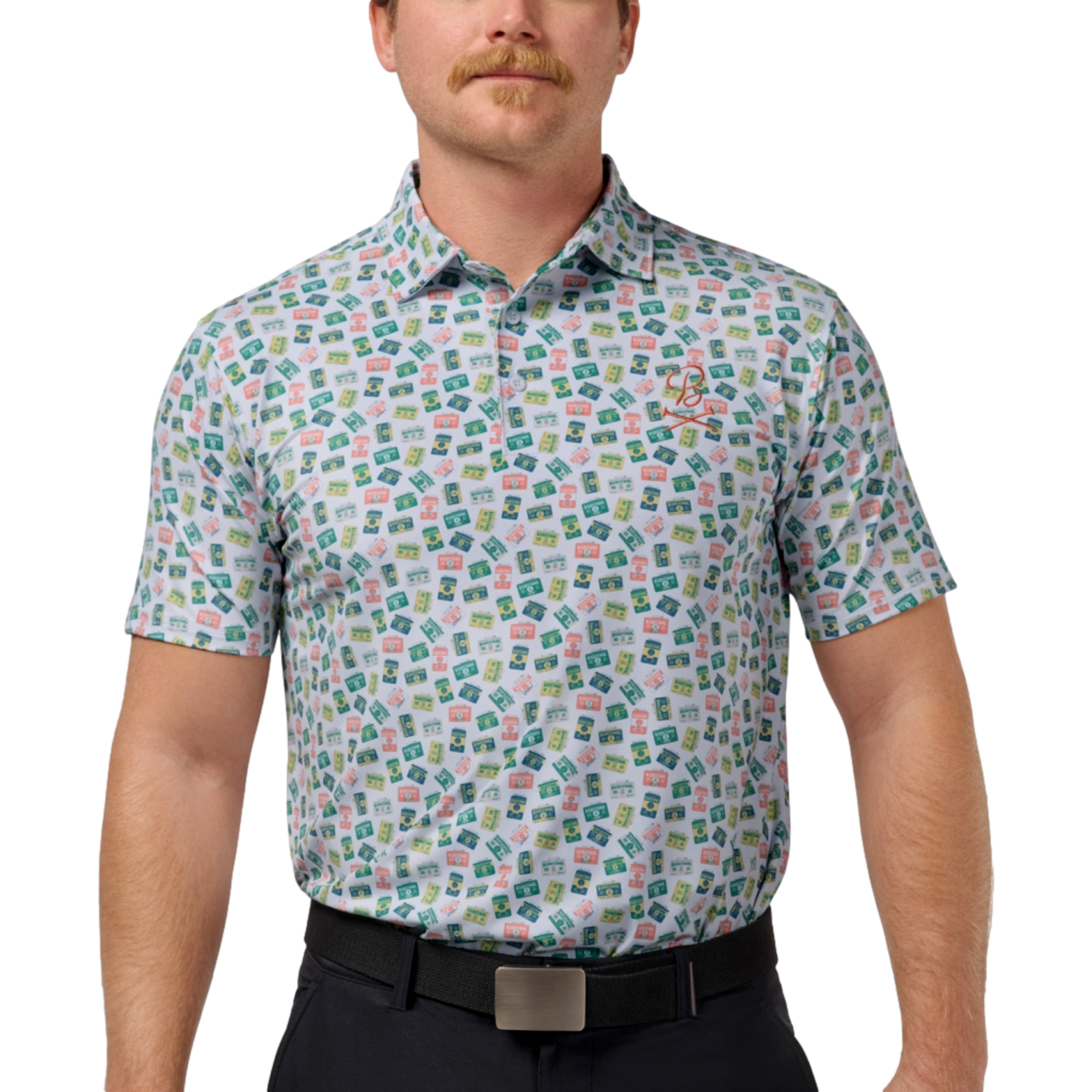 Scattered Badges Men's Short Sleeve Golf Polo Shirt