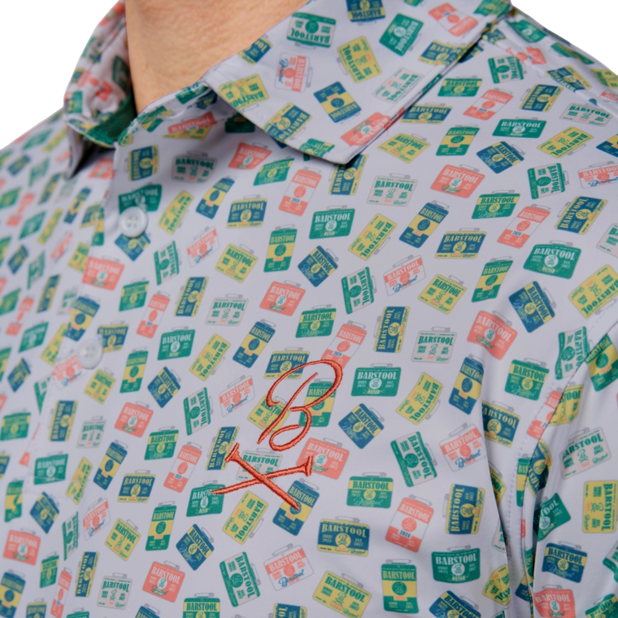 Scattered Badges Men's Short Sleeve Golf Polo Shirt