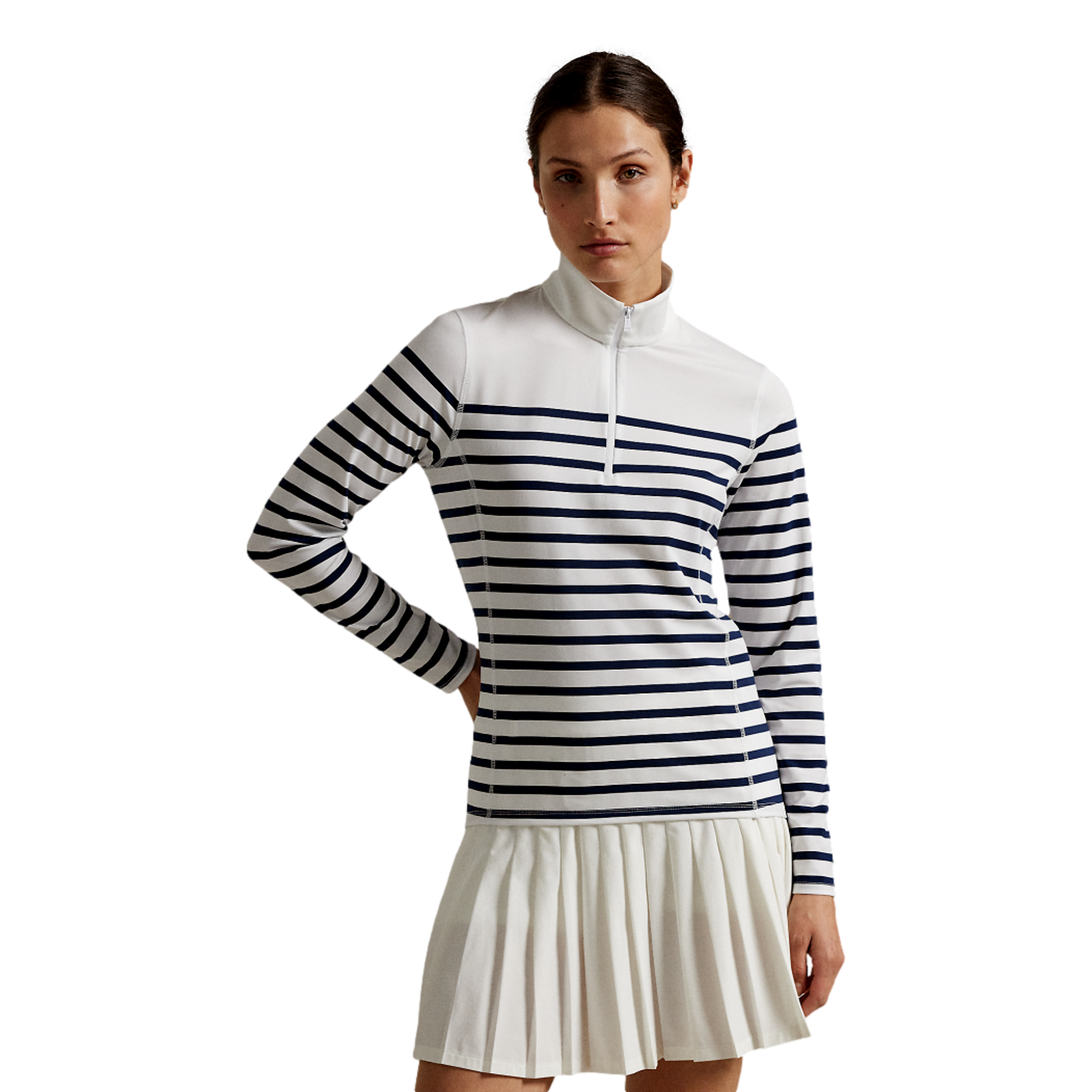 Women's Striped Stretch Jersey Quarter Zip