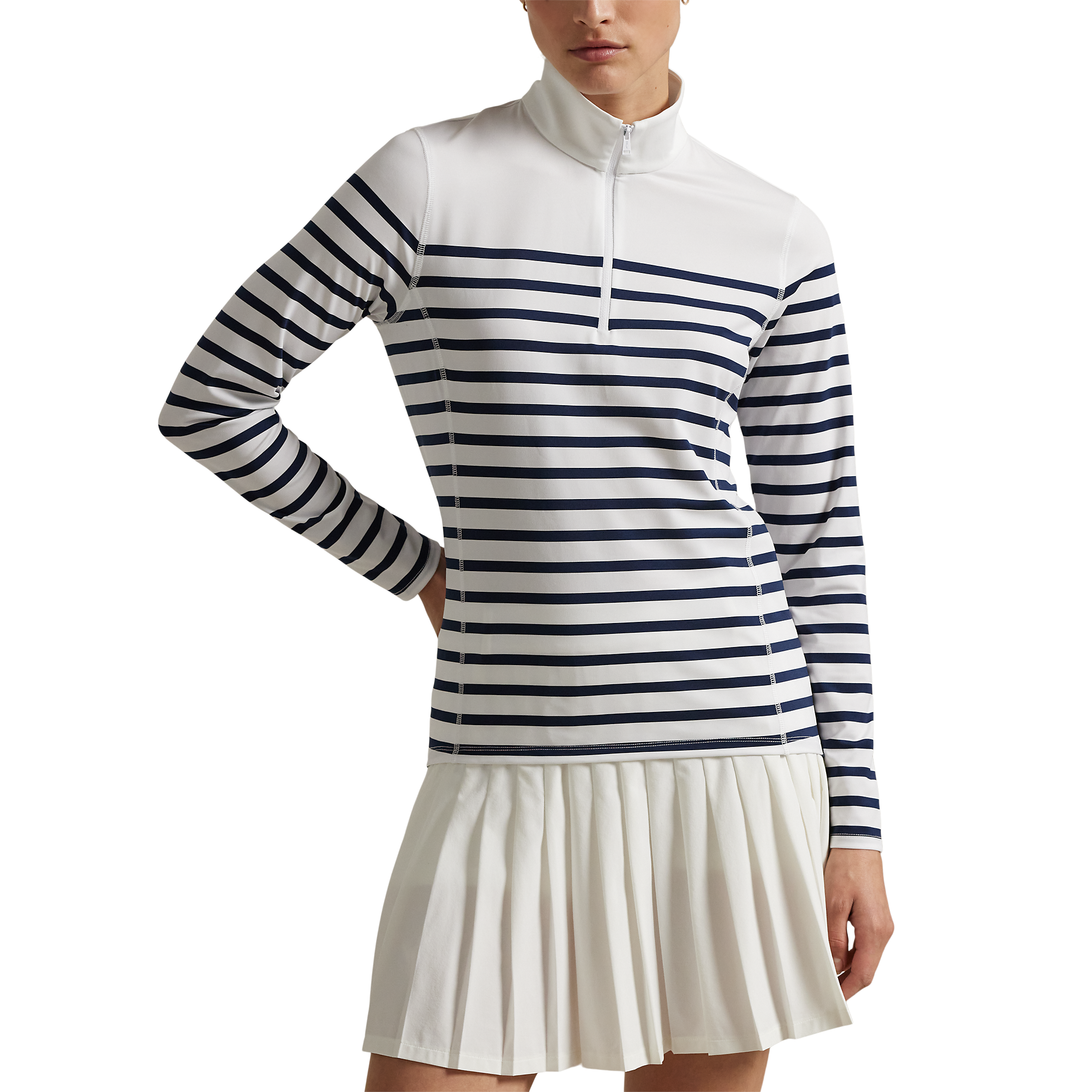 Women's Striped Stretch Jersey Quarter Zip