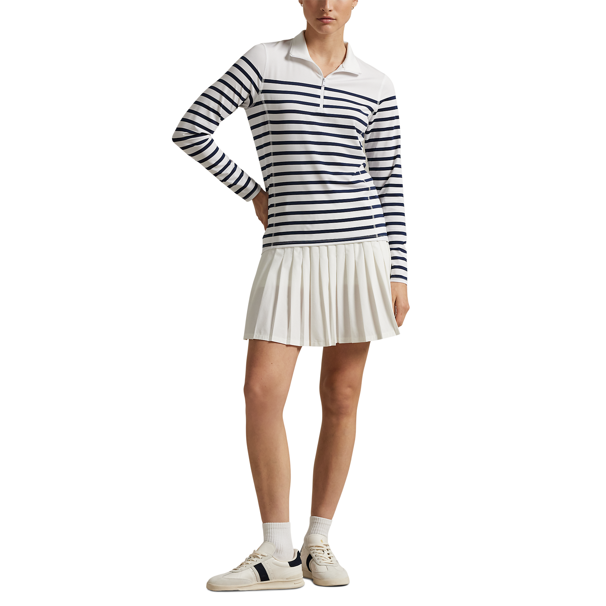 Women's Striped Stretch Jersey Quarter Zip