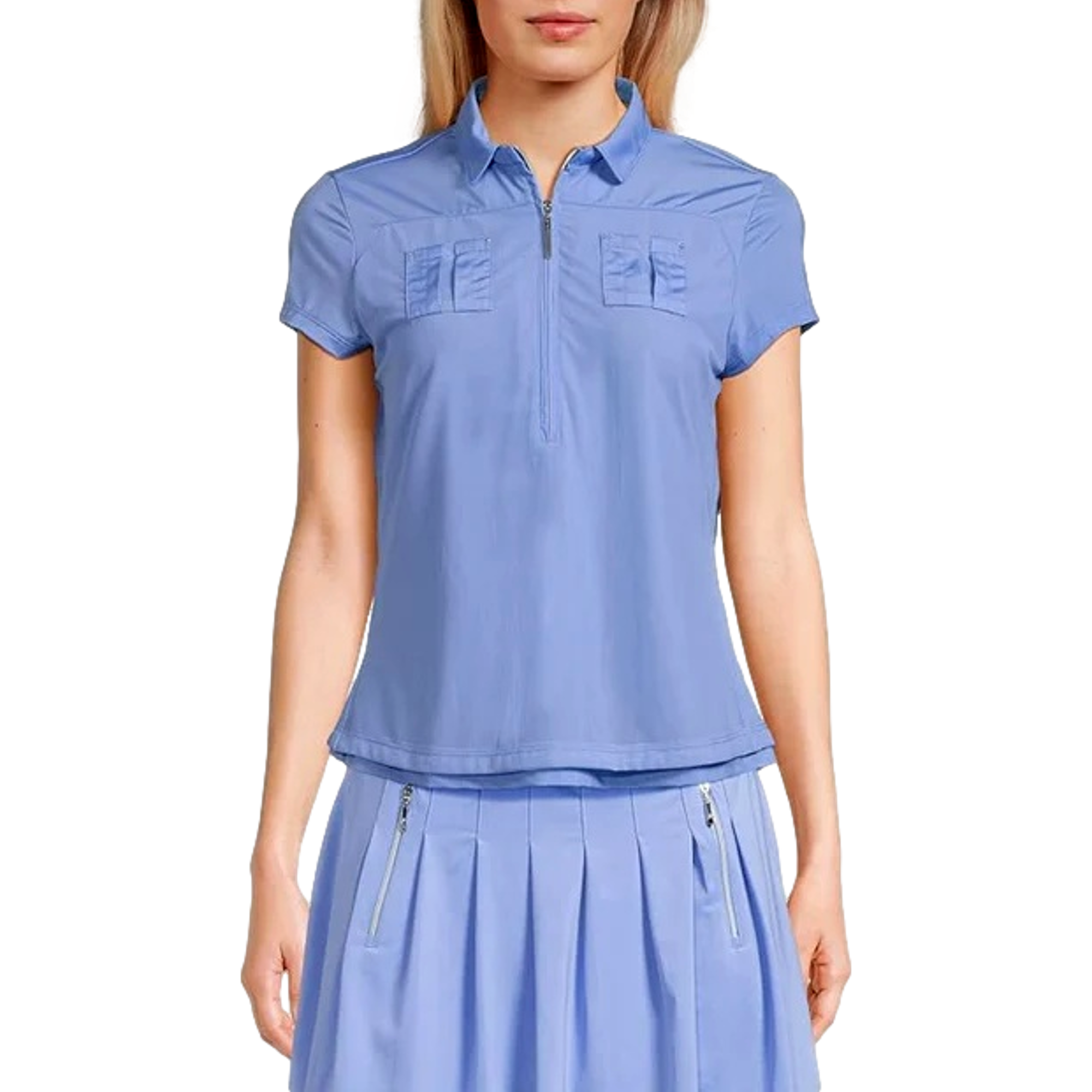 Women's Solid Sunsense Zip Short Sleeve Polo