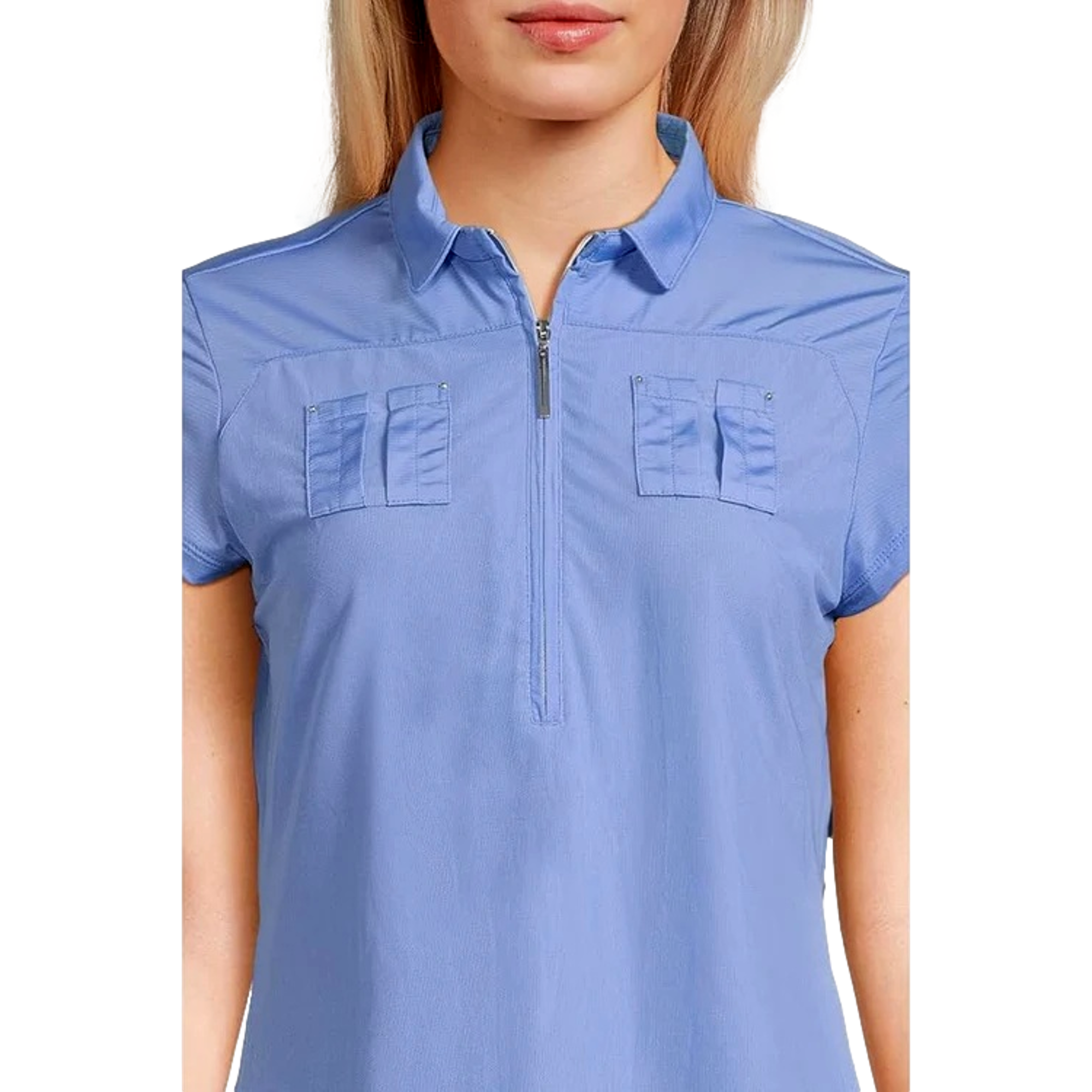 Solid Sunsense Zip Polo Women's Short Sleeve Golf Polo Shirt