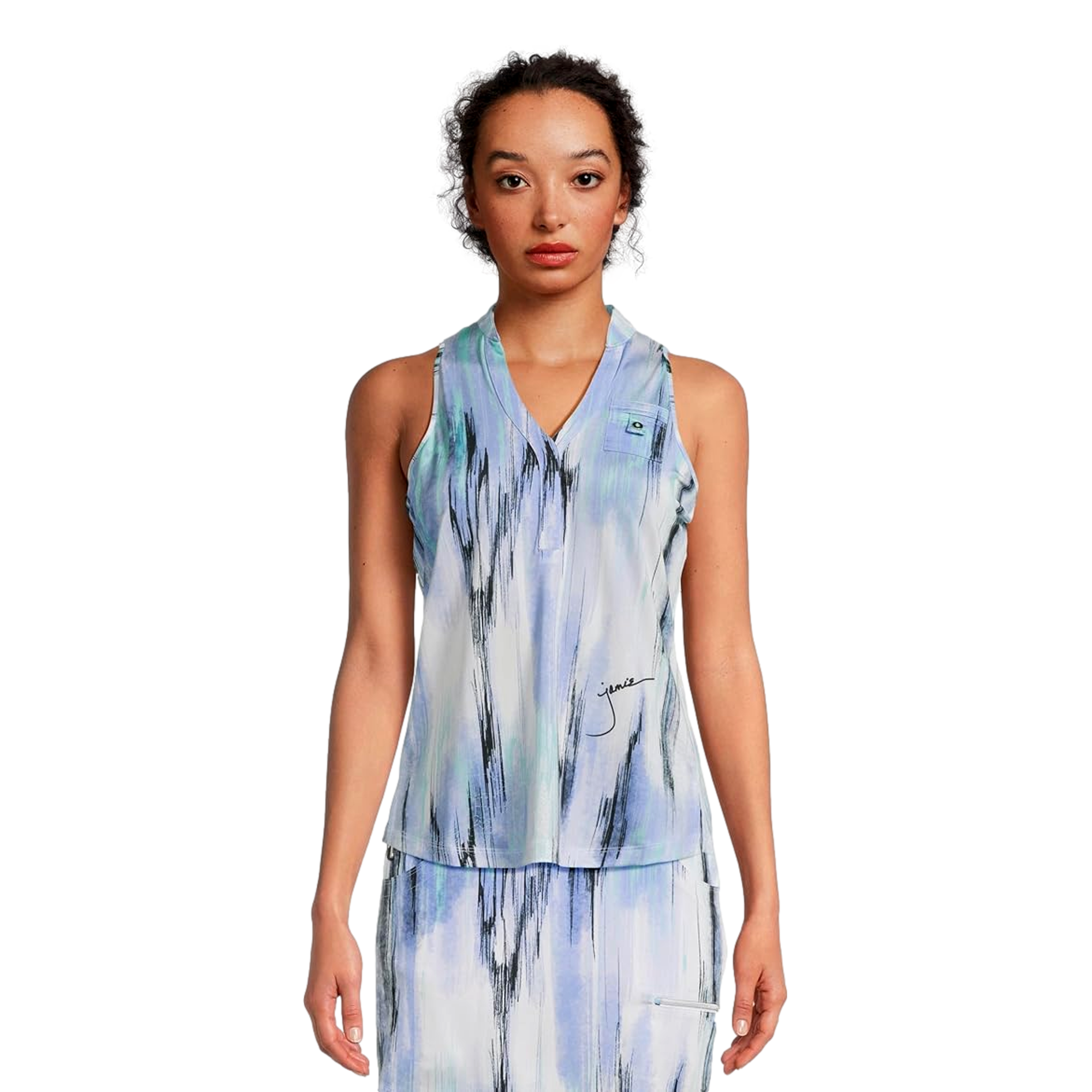 Matrix Print Sleeveless Top