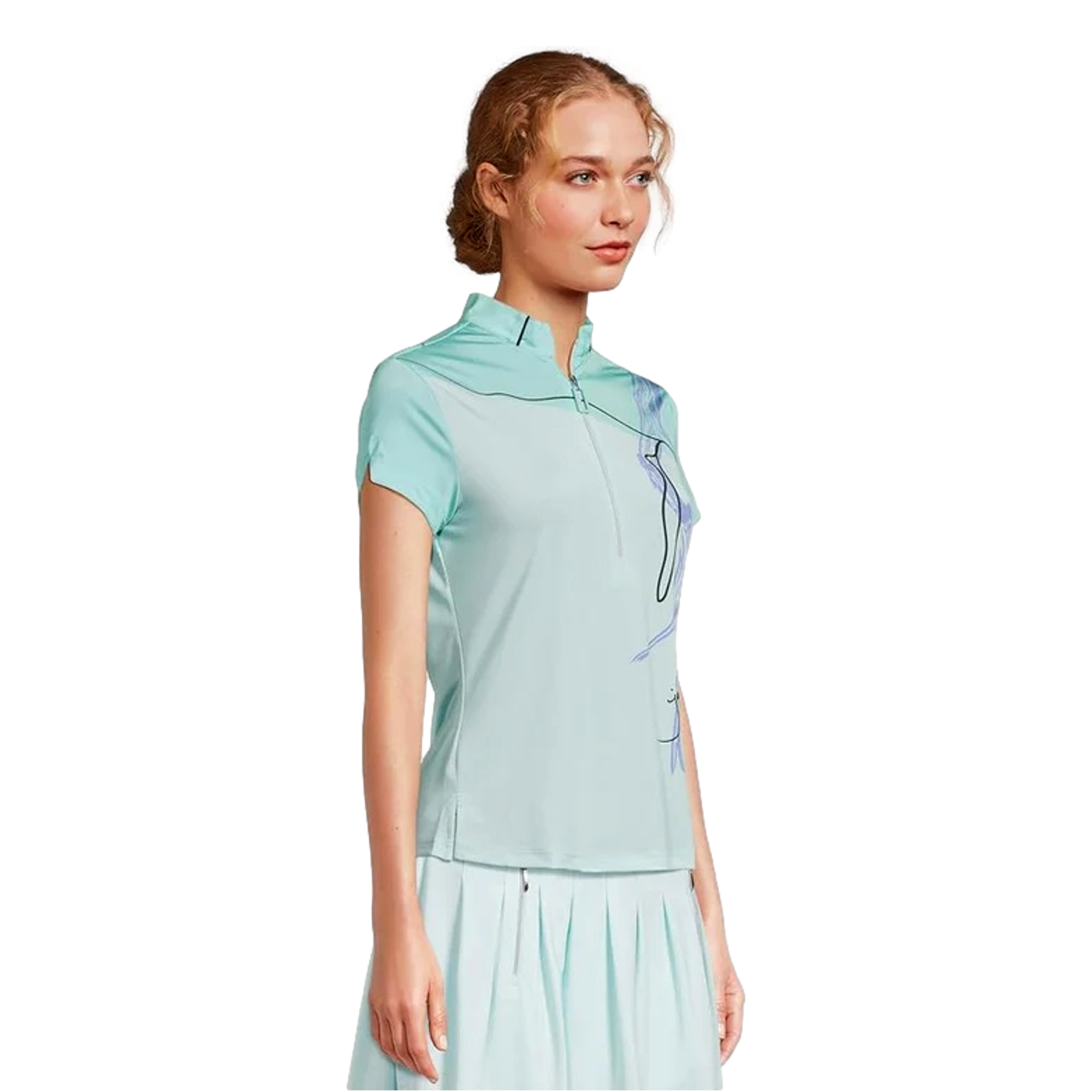 Strike Print Quarter Zip Women's Short Sleeve Golf Shirt