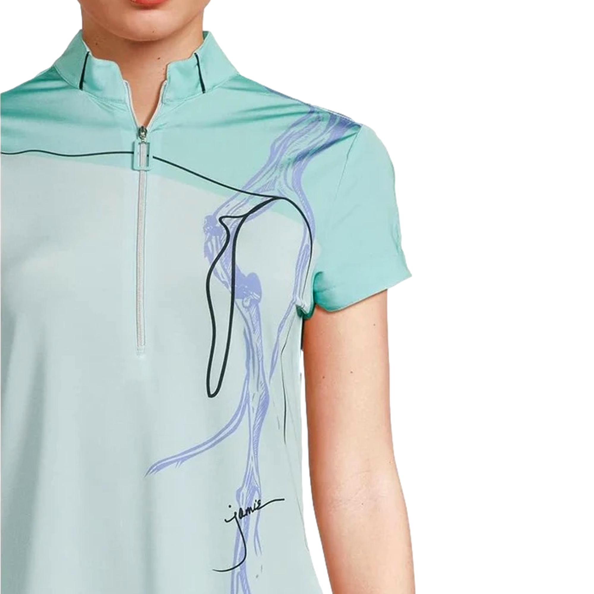 Strike Print Quarter Zip Women's Short Sleeve Golf Shirt