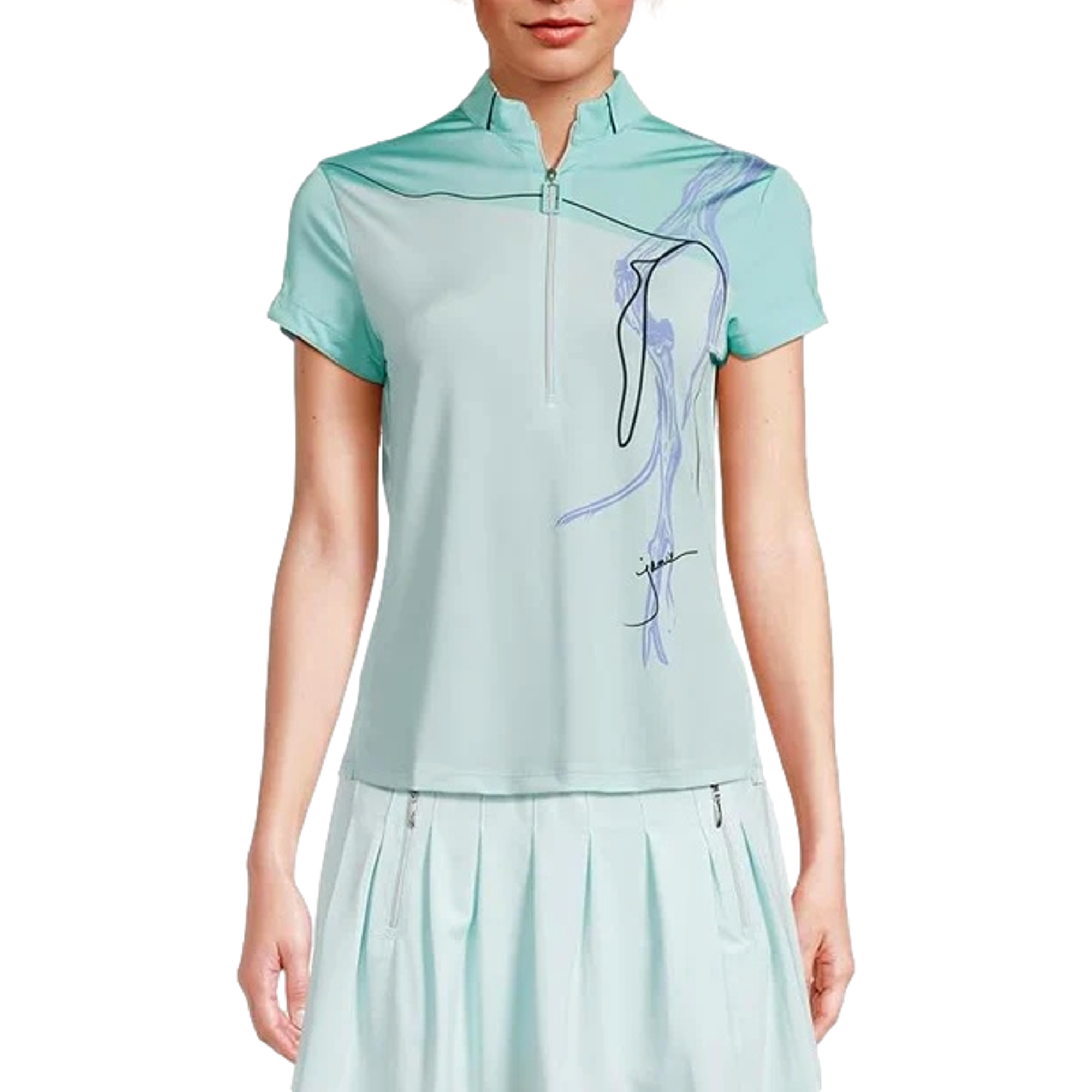 Strike Print Quarter Zip Women's Short Sleeve Golf Shirt