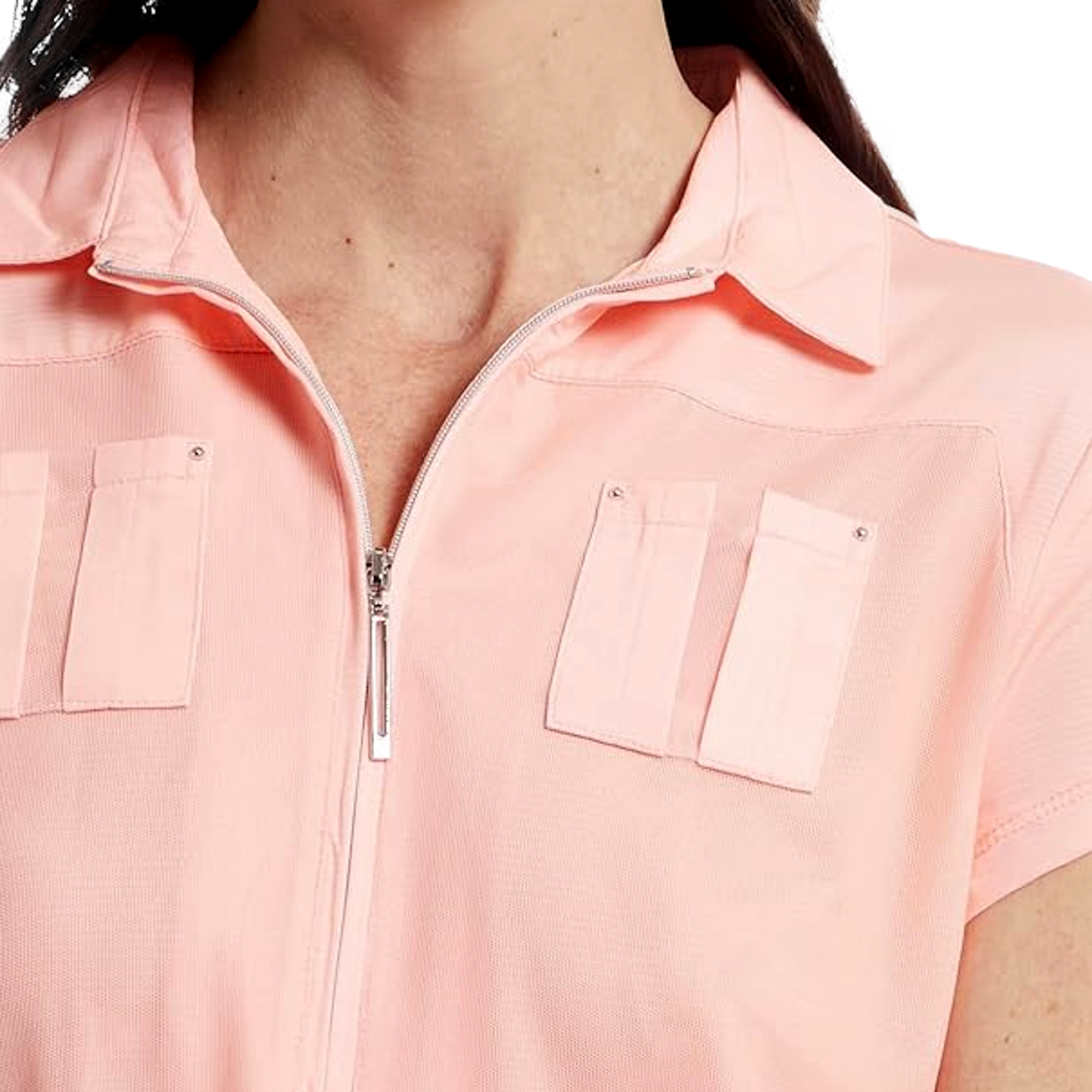 Solid Sunsense Zip Polo Women's Short Sleeve Golf Polo Shirt