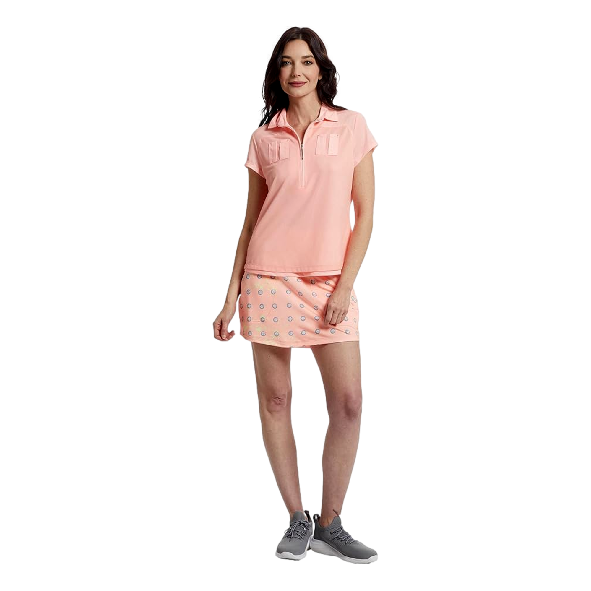 Solid Sunsense Zip Polo Women's Short Sleeve Golf Polo Shirt