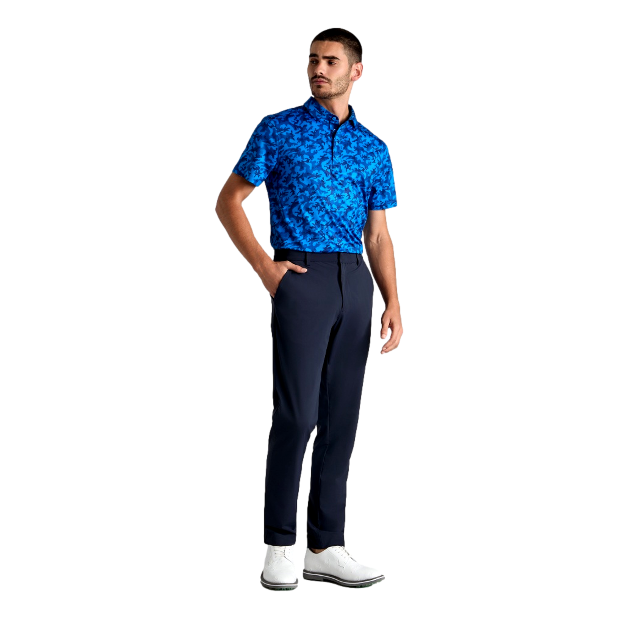 Mapped Icon Camo Jersey Men's Short Sleeve Golf Polo Shirt