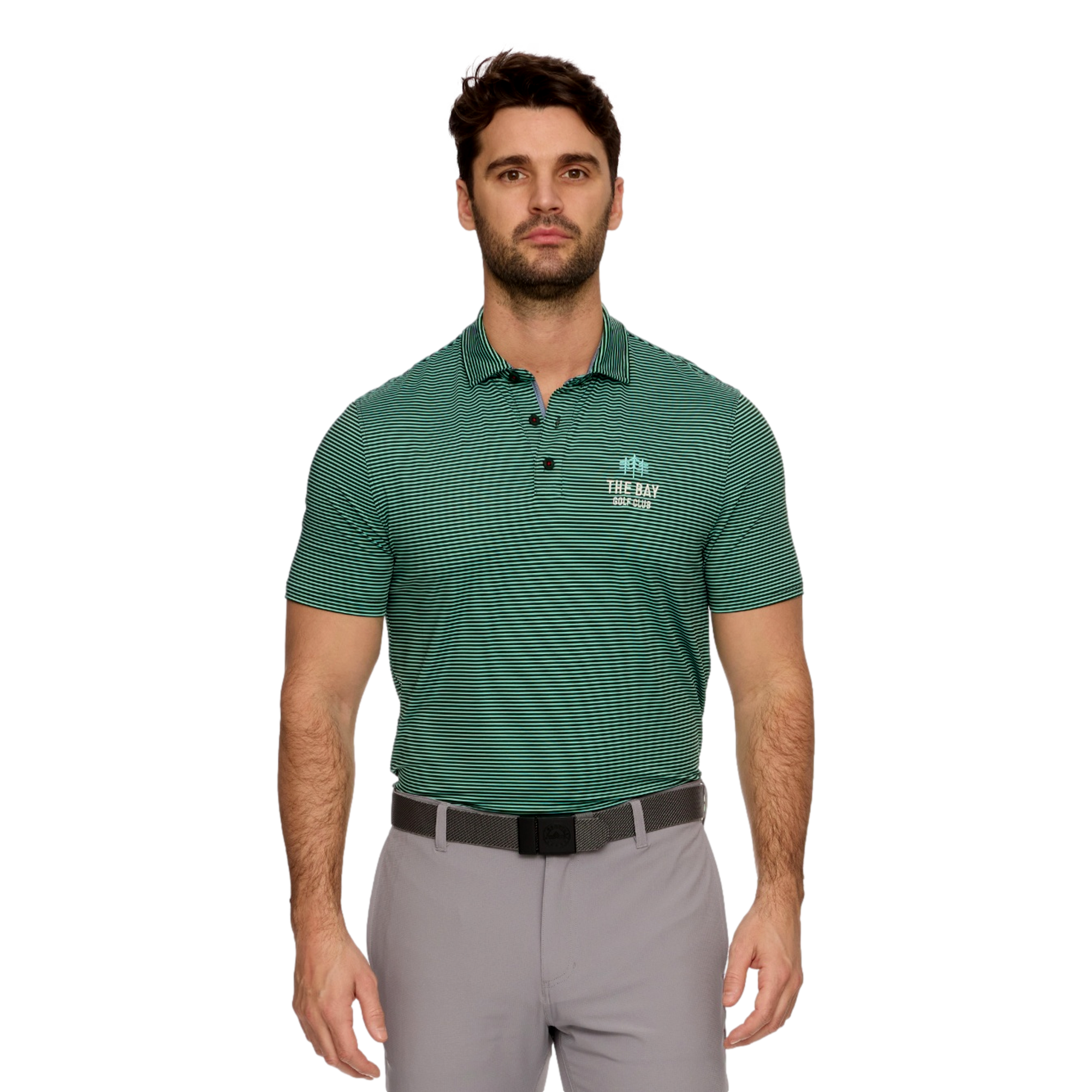 The Bay Golf Club Striped Polo Shirt