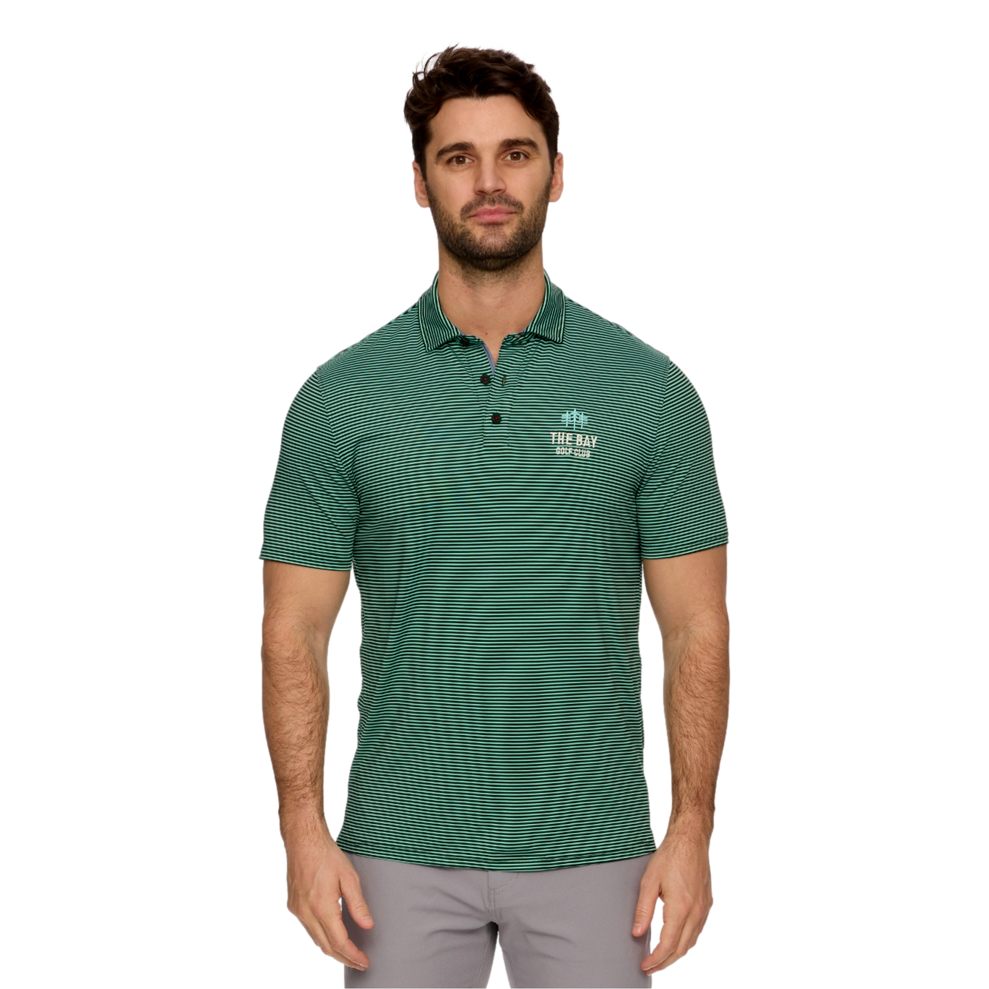 The Bay Golf Club Striped Polo Shirt