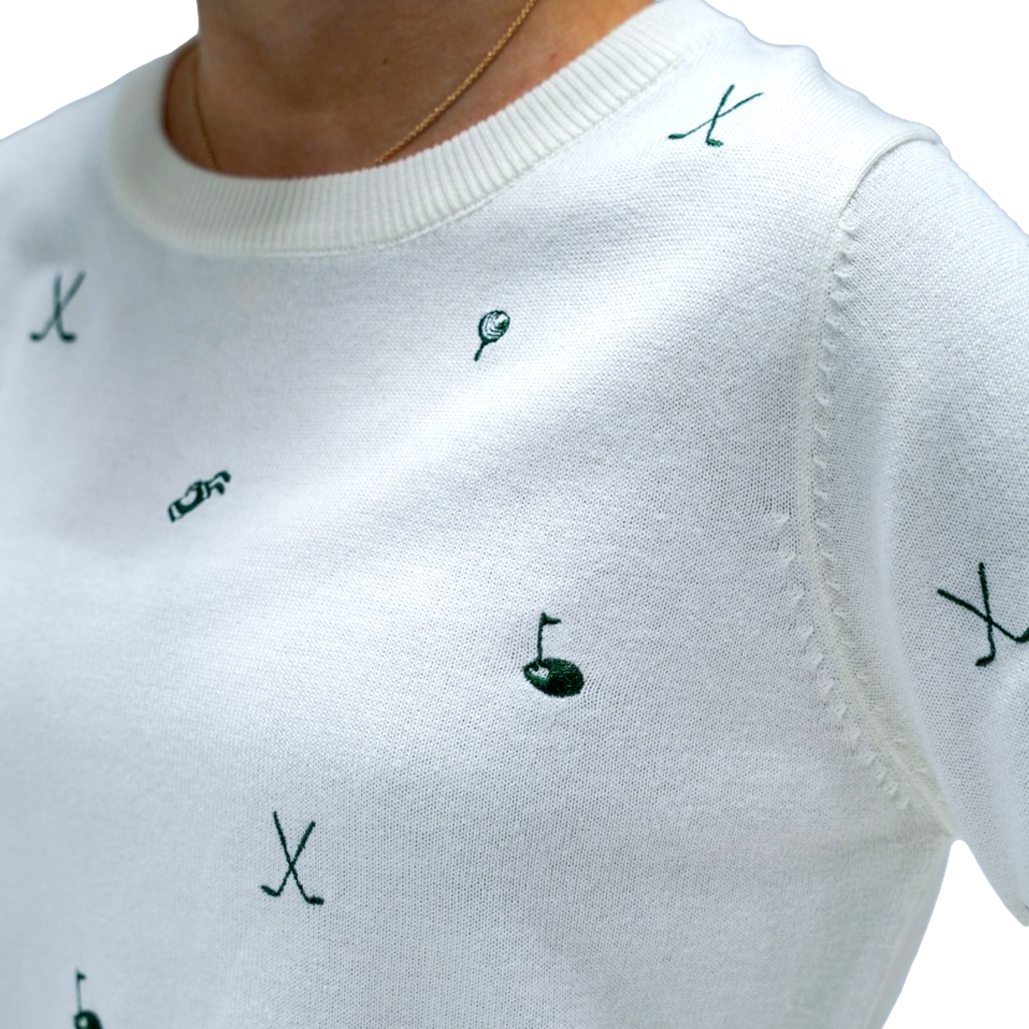 Women's Embroidered Golf Print Sweater