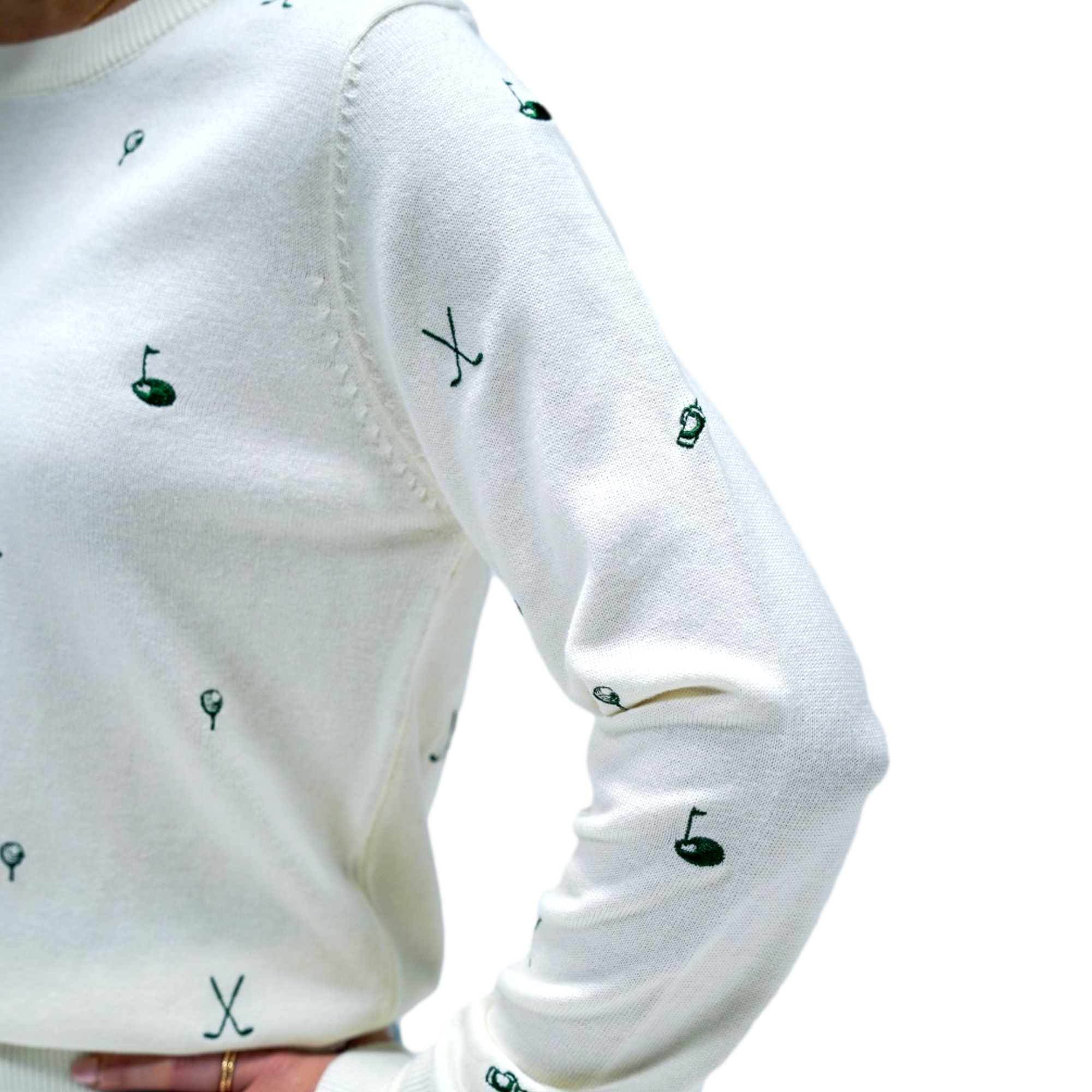Women's Embroidered Golf Print Sweater