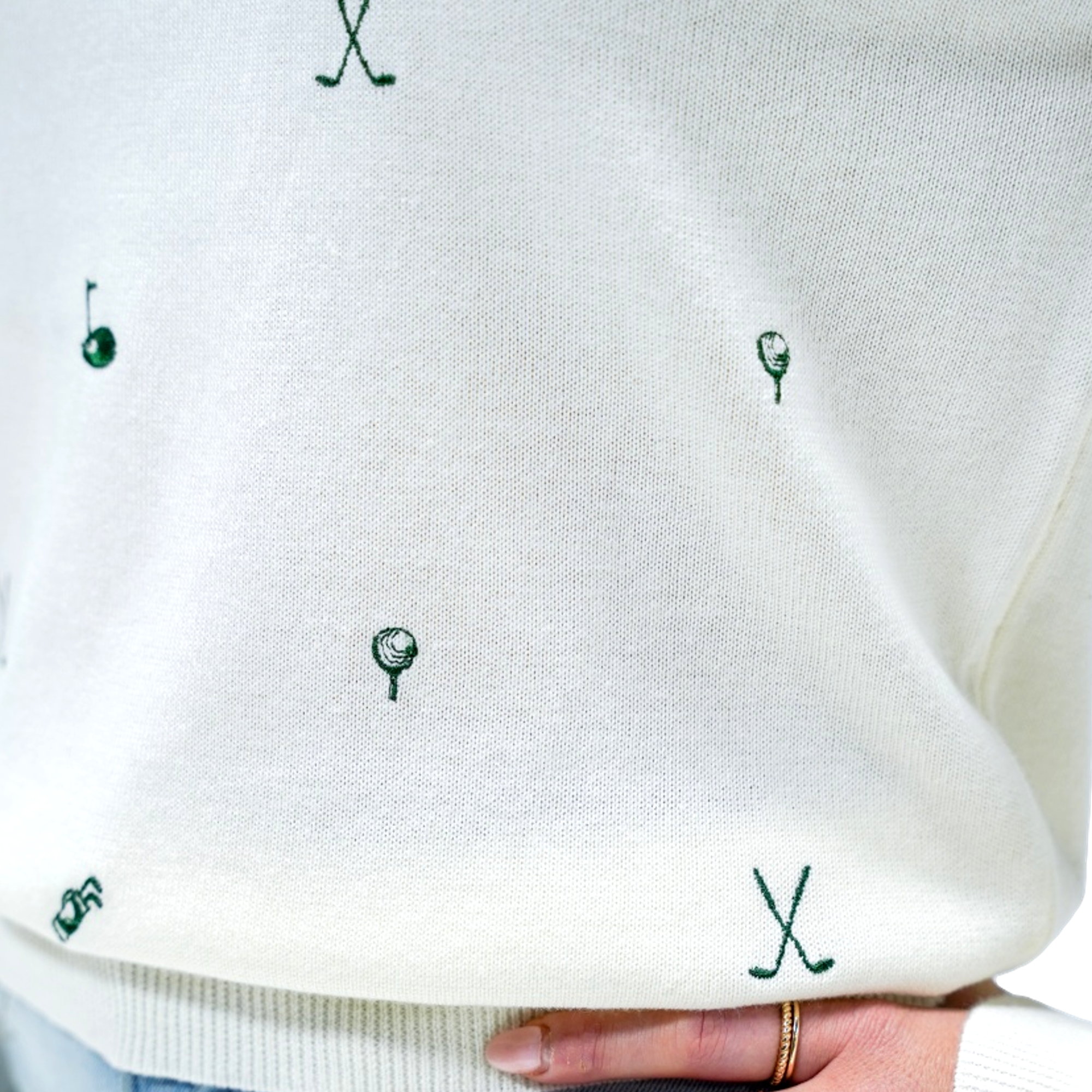 Women's Embroidered Golf Print Sweater