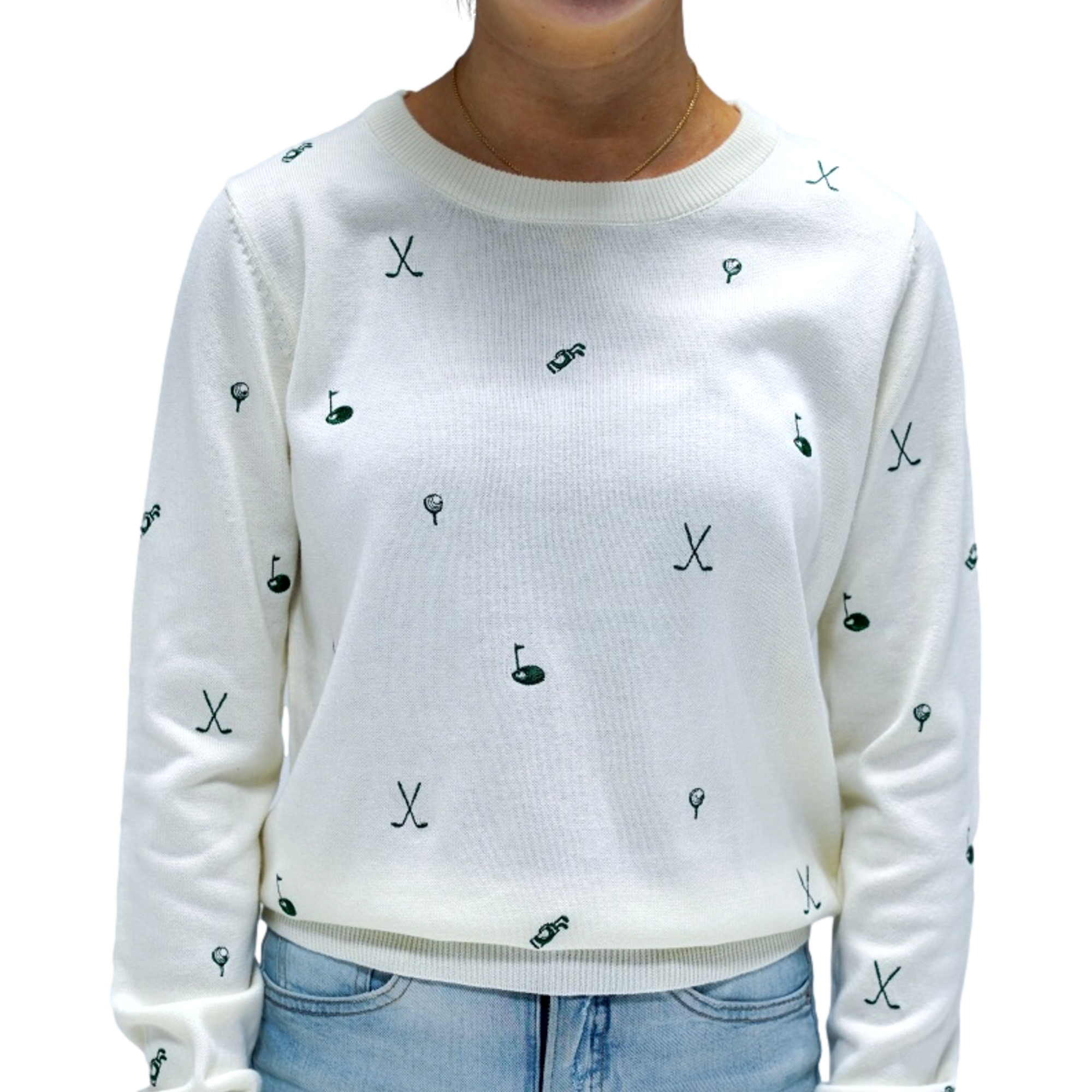 Women's Embroidered Golf Print Sweater