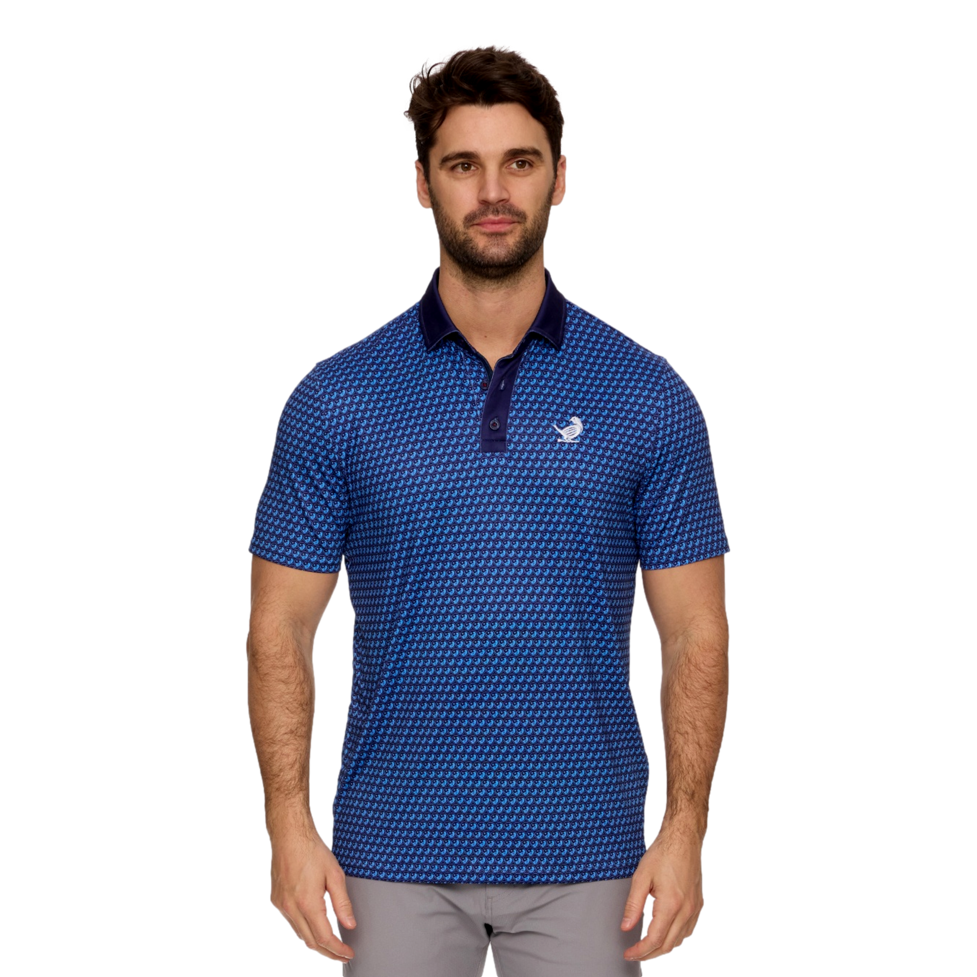 New York Club Printed Logo Men's Short Sleeve Golf Polo Shirt