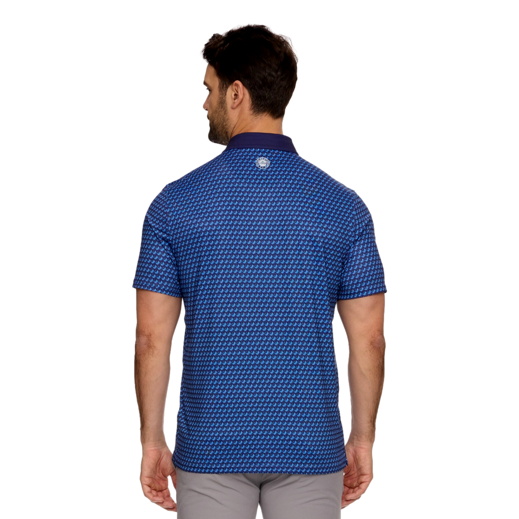 New York Club Printed Logo Men's Short Sleeve Golf Polo Shirt