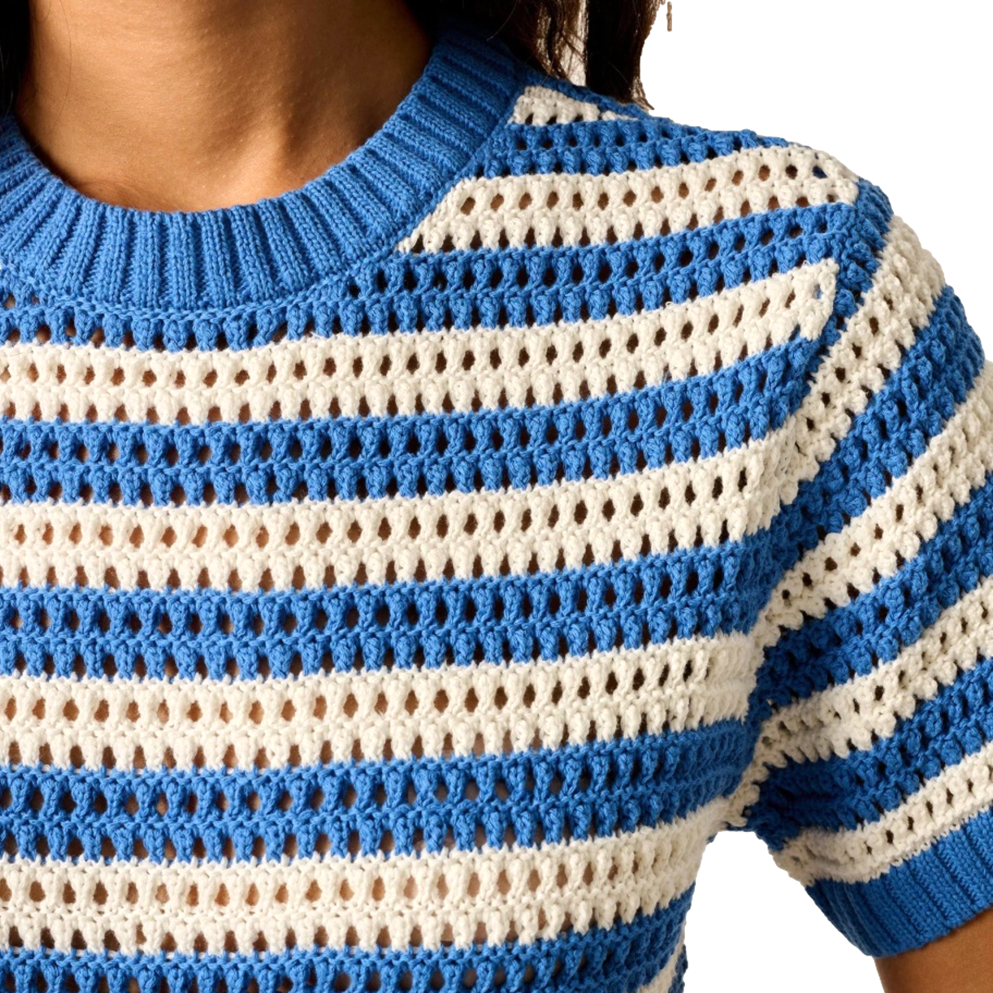 Aubrey Stripe Knit Women's Short Sleeve Golf Sweater