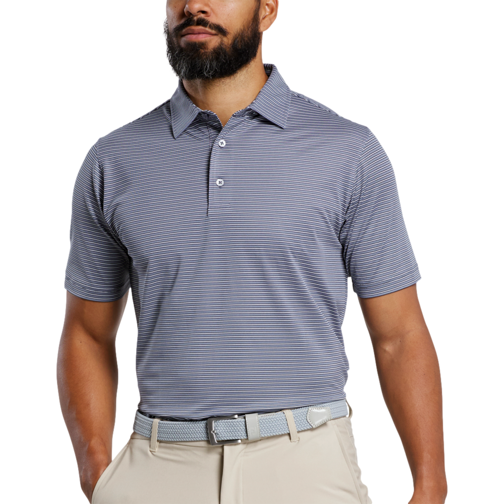 Multi Stripe Stretch Men's Short Sleeve Golf Polo Shirt