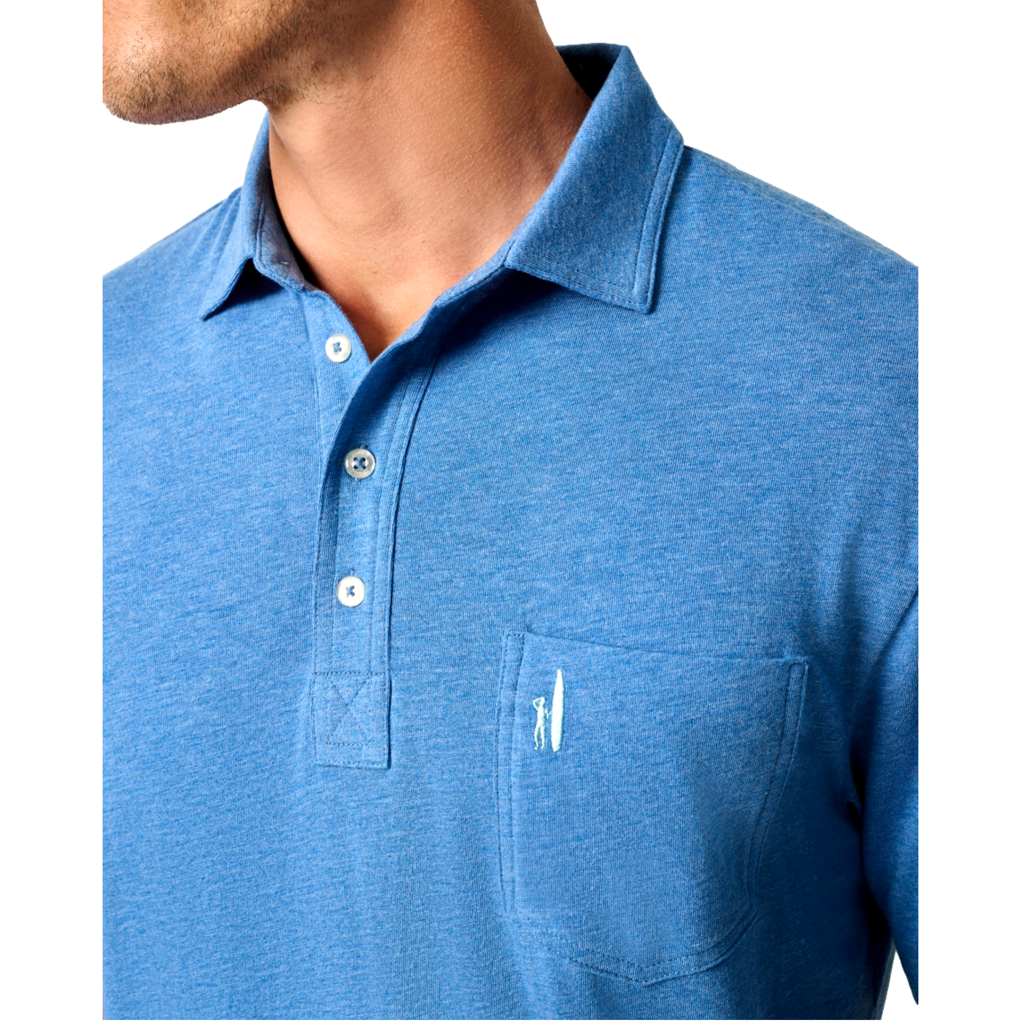 Heathered Original 2.0 Deep Ocean Men's Short Sleeve Golf Polo Shirt