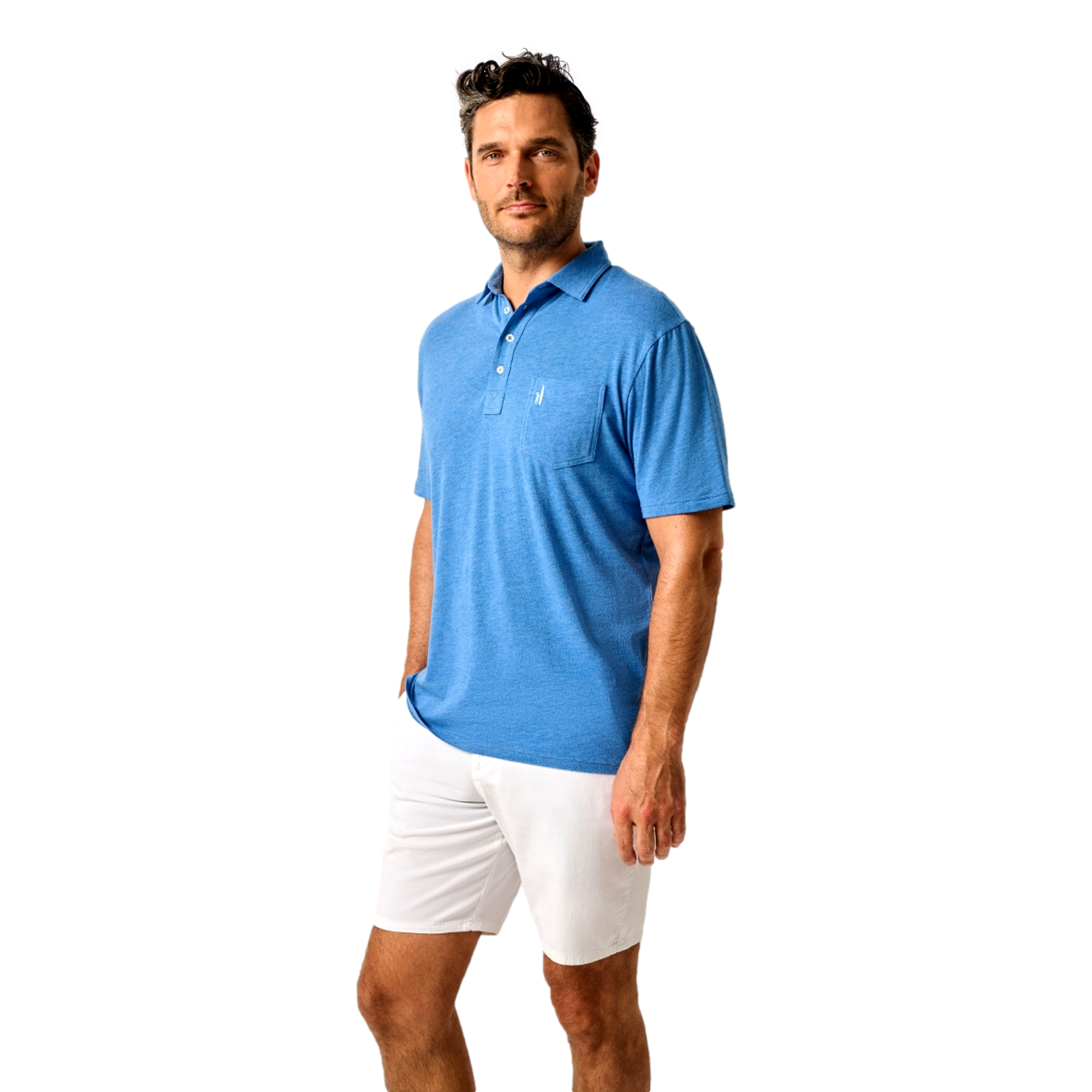 Heathered Original 2.0 Deep Ocean Men's Short Sleeve Golf Polo Shirt
