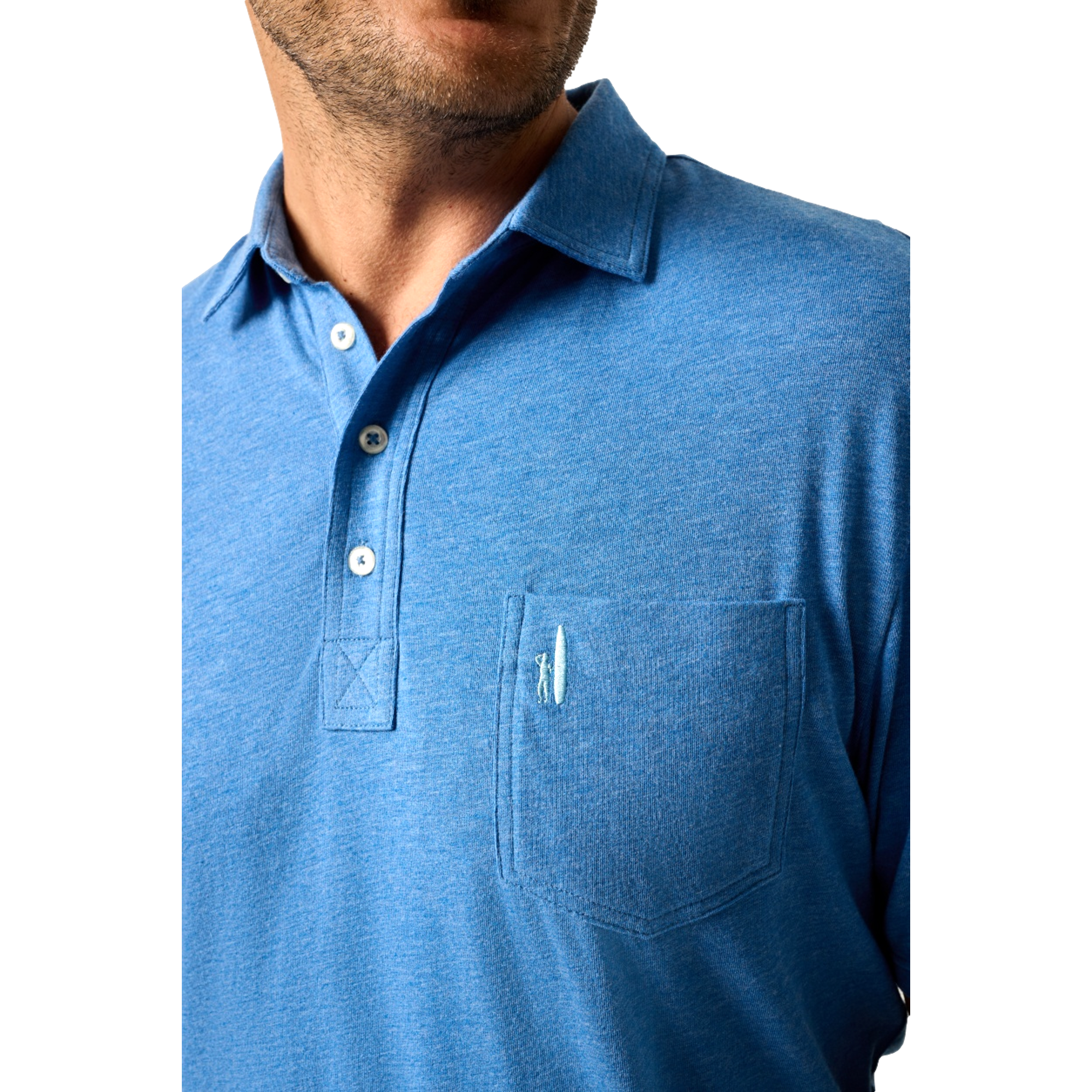 Heathered Original 2.0 Deep Ocean Men's Short Sleeve Golf Polo Shirt