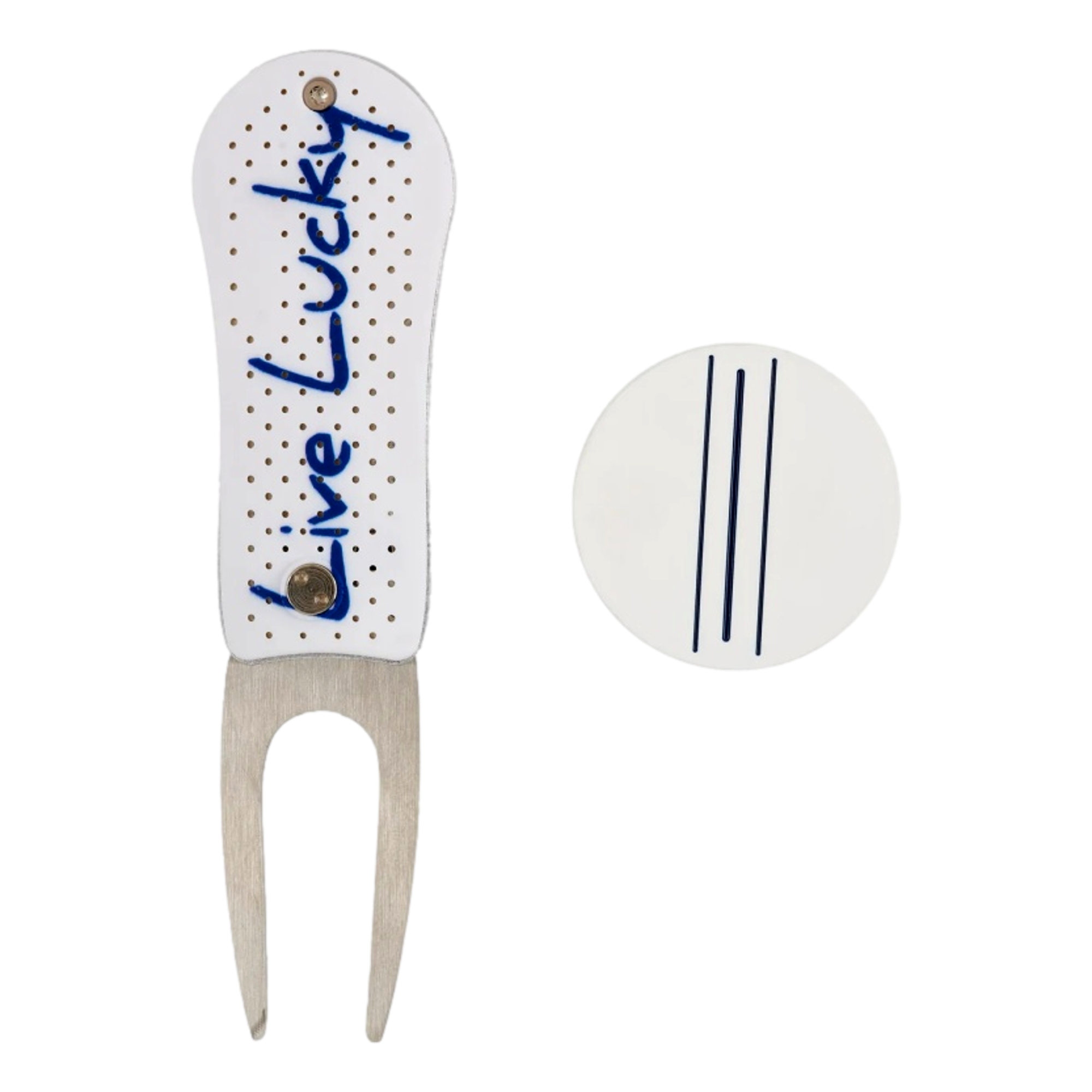 Live Lucky Navy Divot Tool with Ball Marker Set
