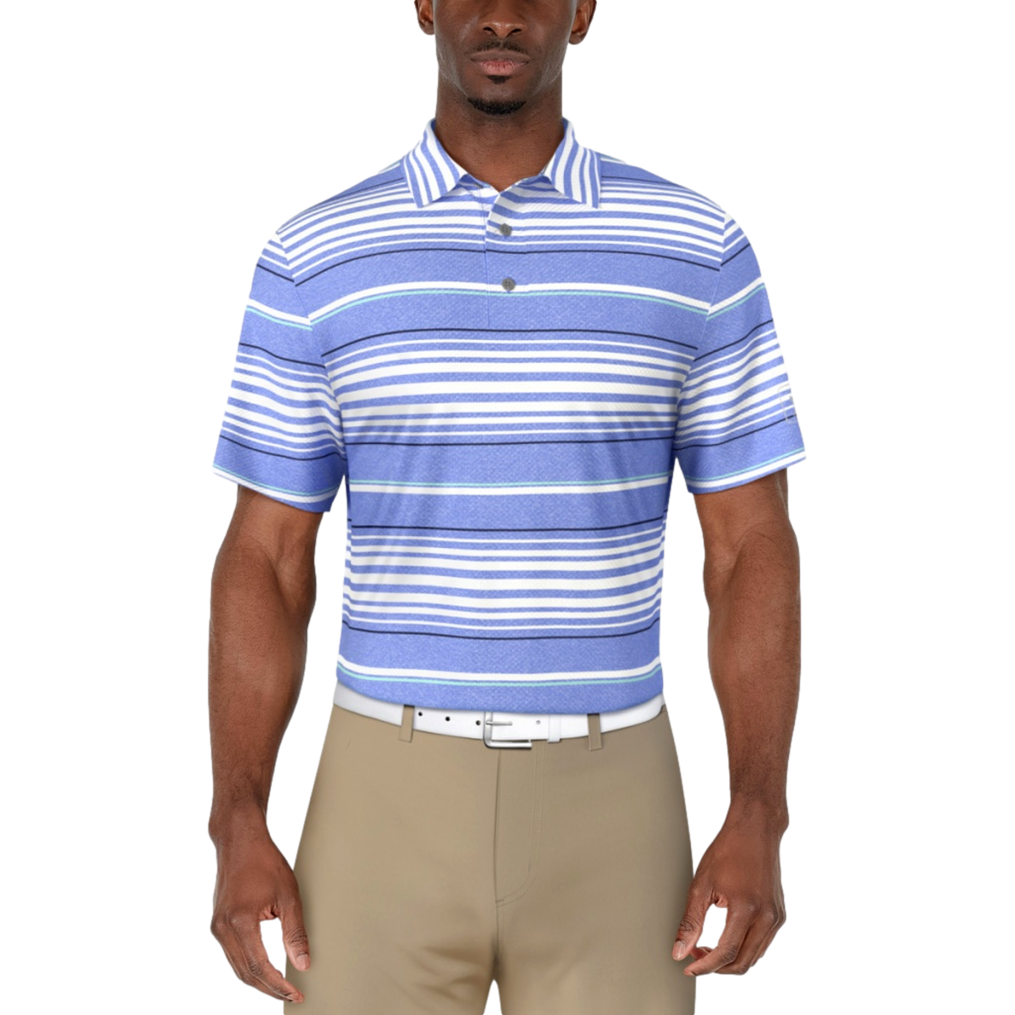 All Over Stripe Printed Men's Short Sleeve Golf Polo Shirt