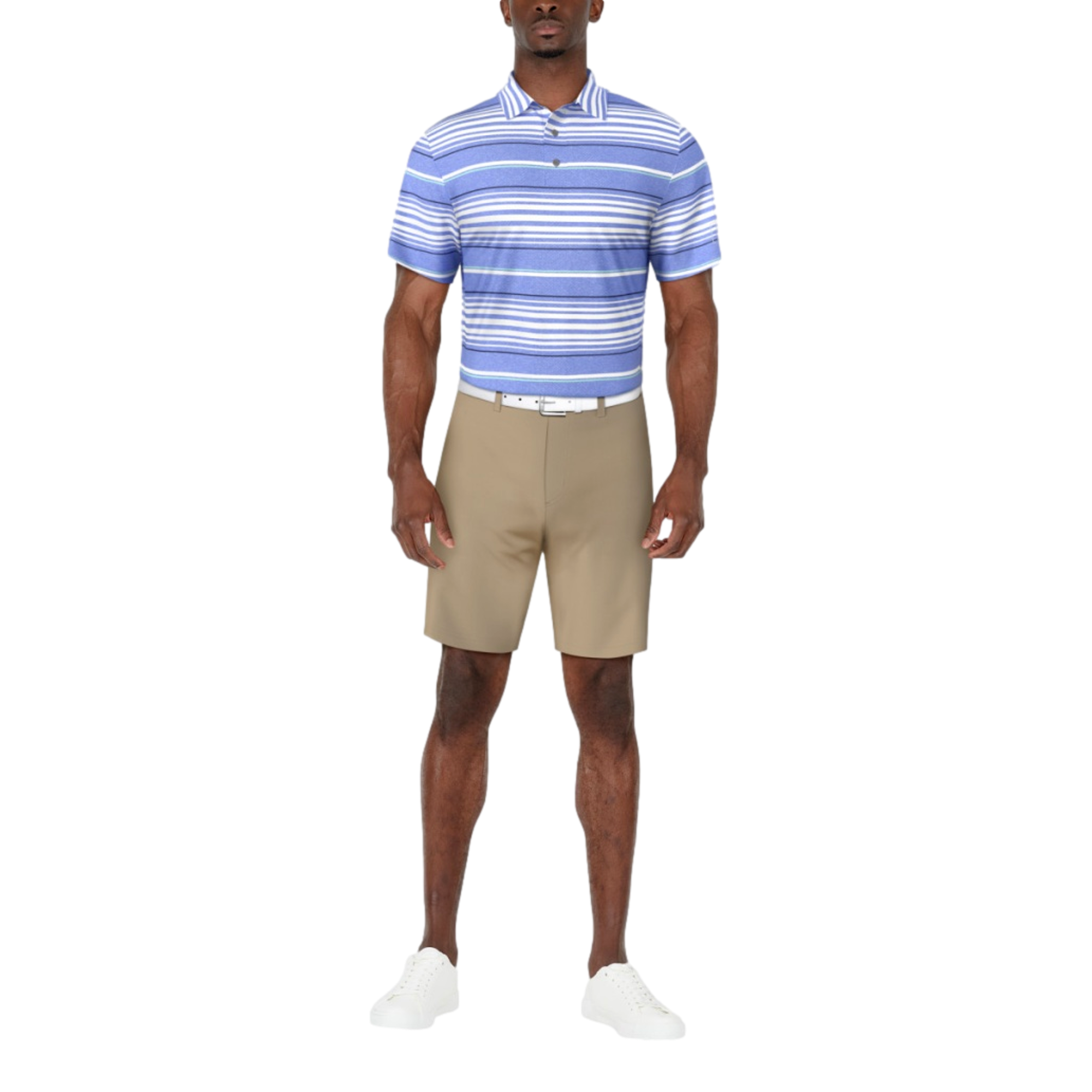 All Over Stripe Printed Men's Short Sleeve Golf Polo Shirt