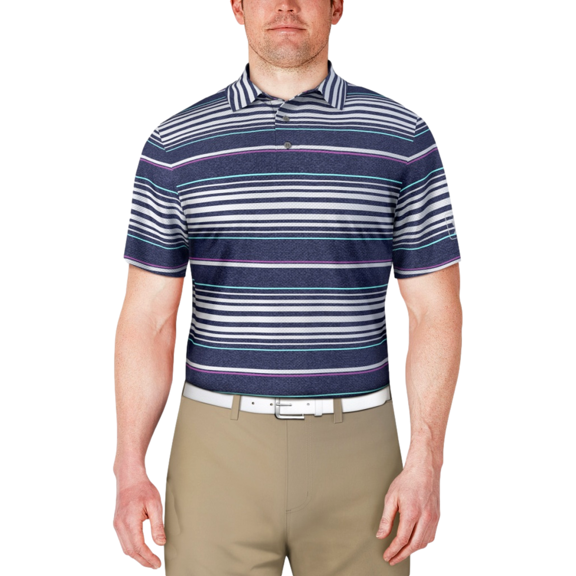 All Over Stripe Printed Men's Short Sleeve Golf Polo Shirt