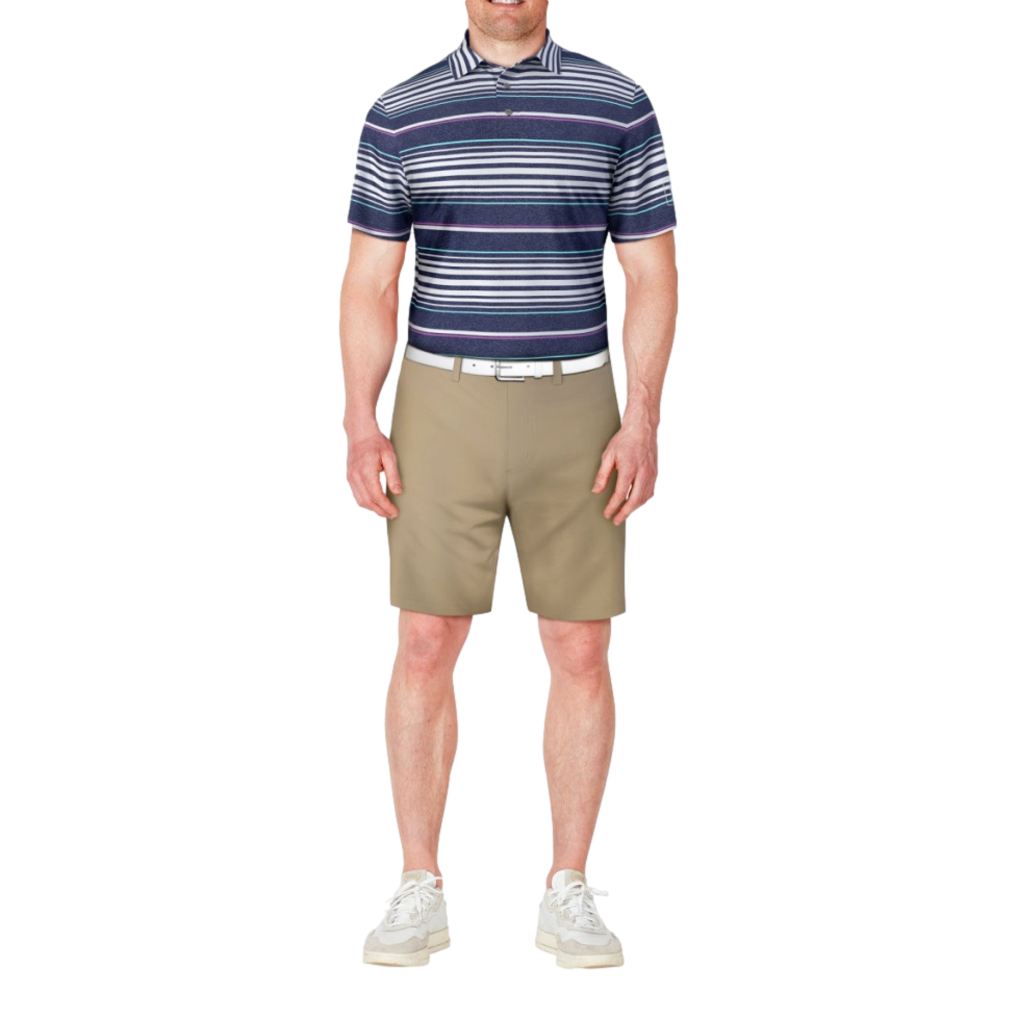 All Over Stripe Printed Men's Short Sleeve Golf Polo Shirt