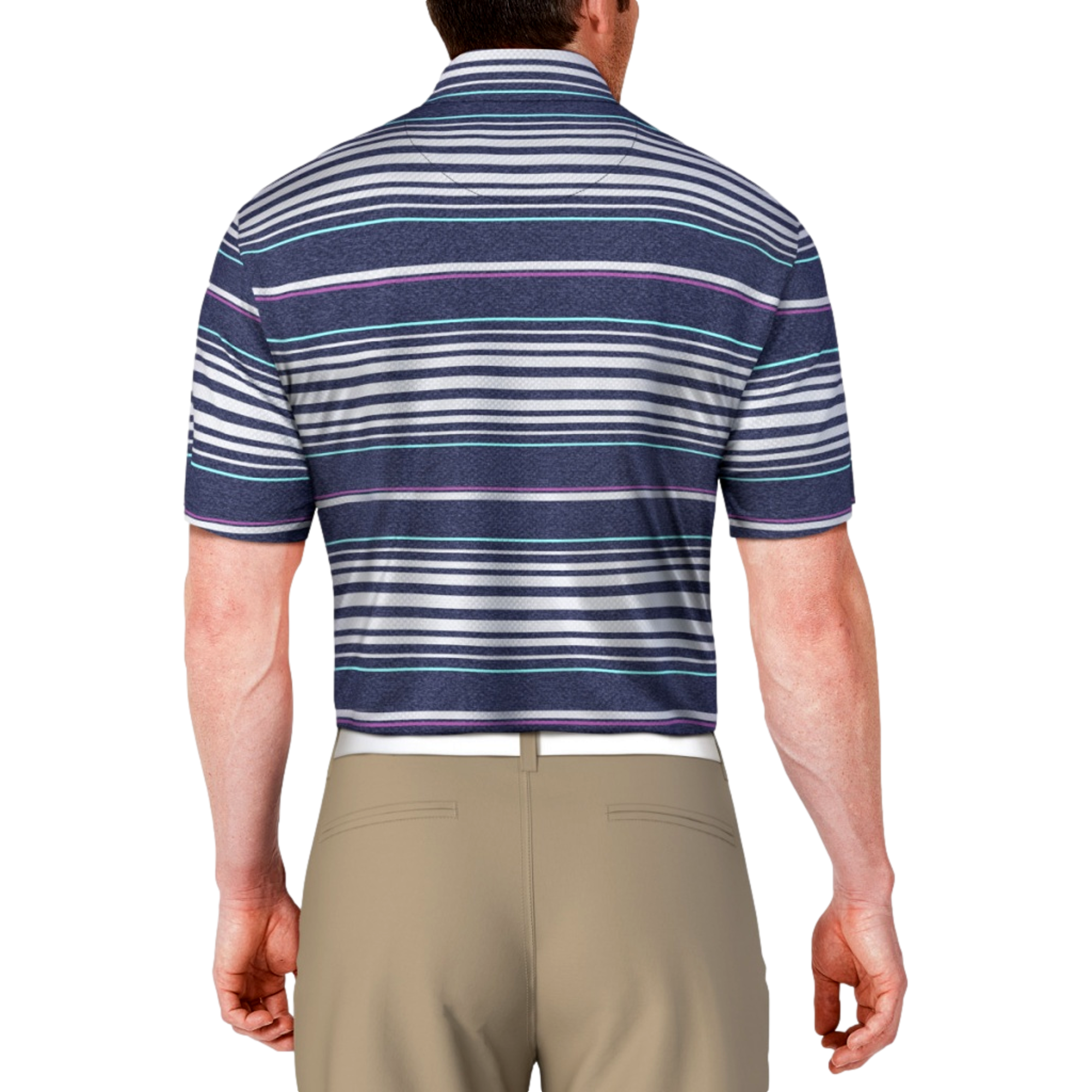 All Over Stripe Printed Men's Short Sleeve Golf Polo Shirt
